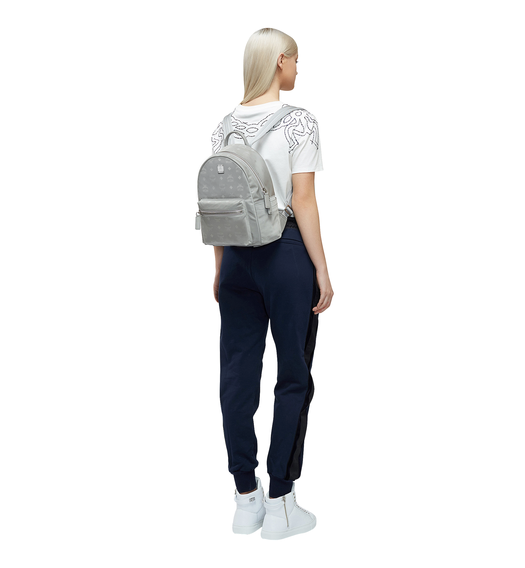 MCM Stark Classic Backpack in Monogram Nylon Grey MUK8SDT11SS001 Noch mehr sehen 5