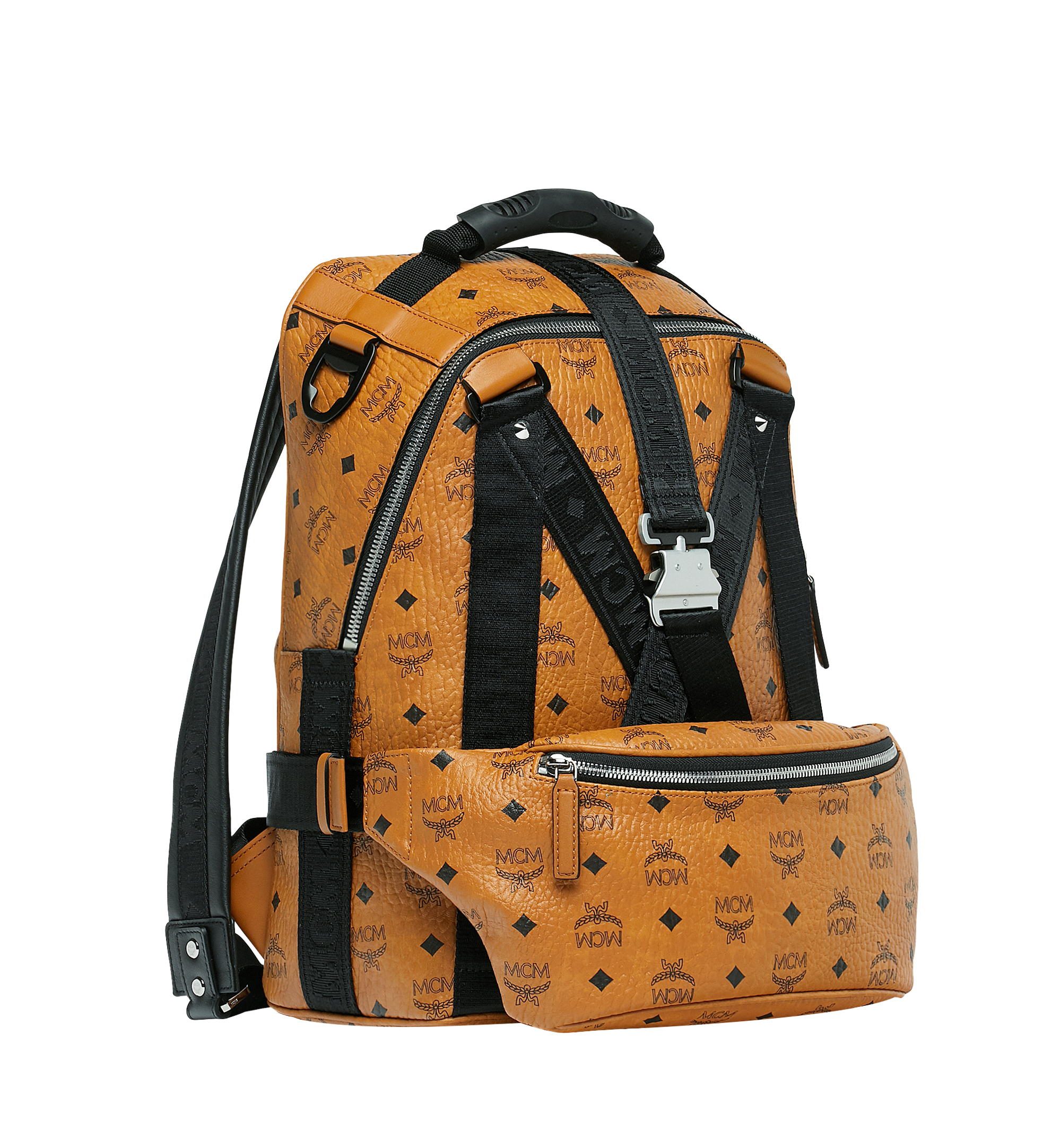 40 cm / 16 in Jemison Backpack and Belt Bag in Visetos Cognac MCM