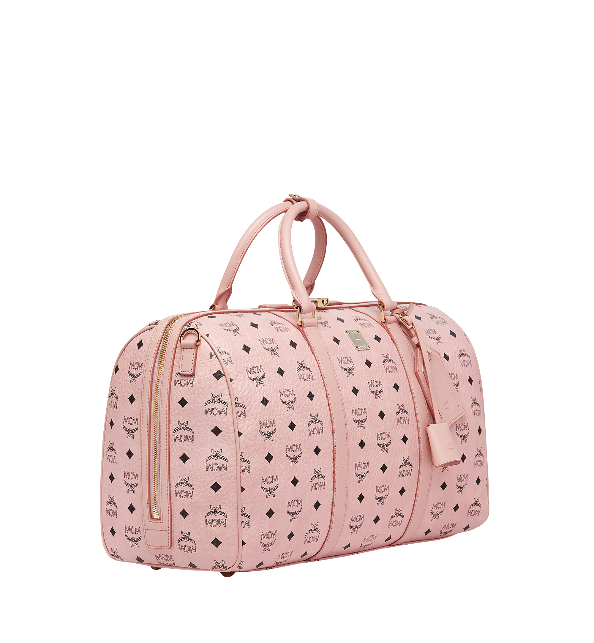 pink mcm duffle bag