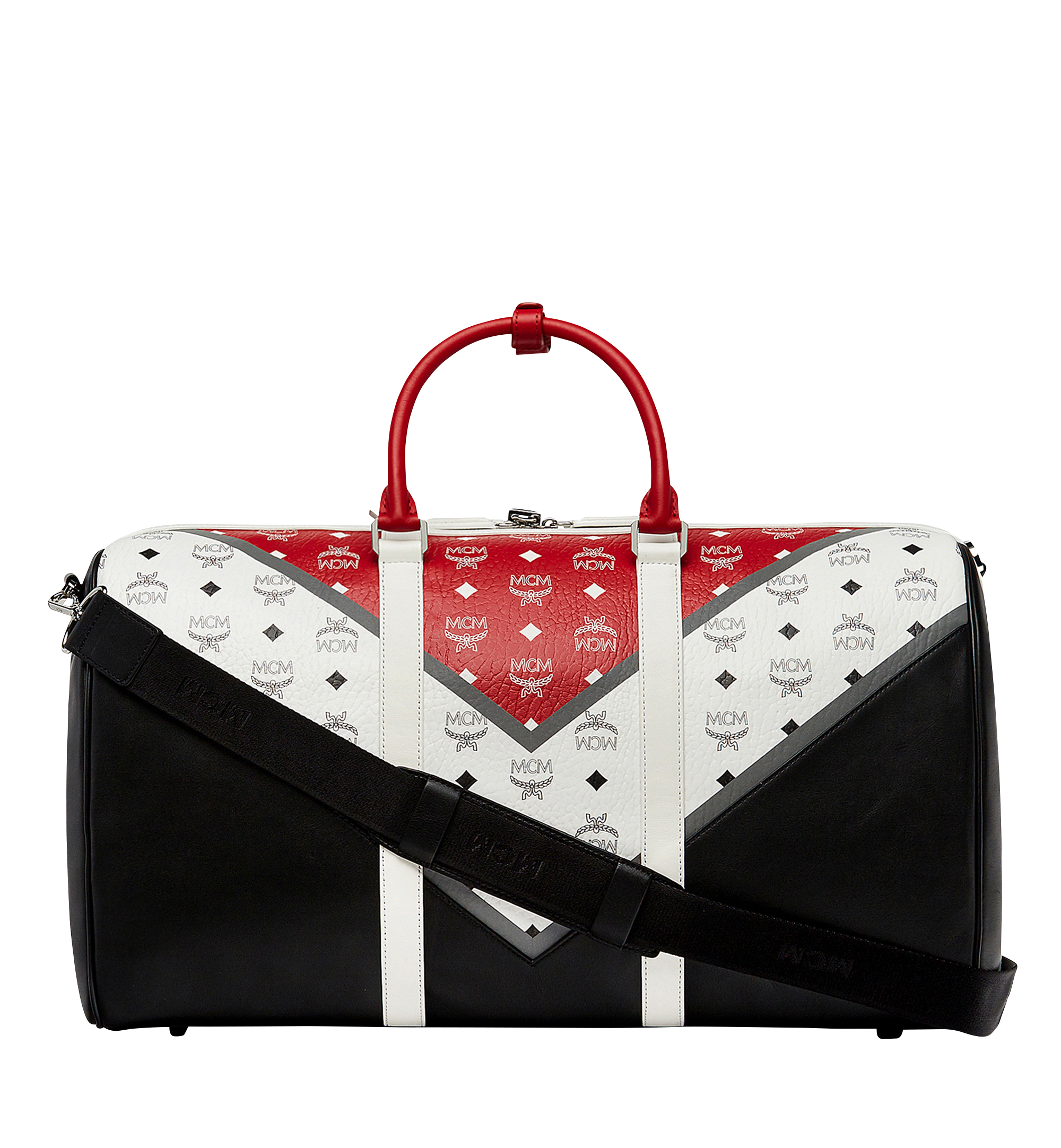 MCM Ottomar Weekender in Chevron Stripe Black MUV8SVY15BK001 Alternate View 3