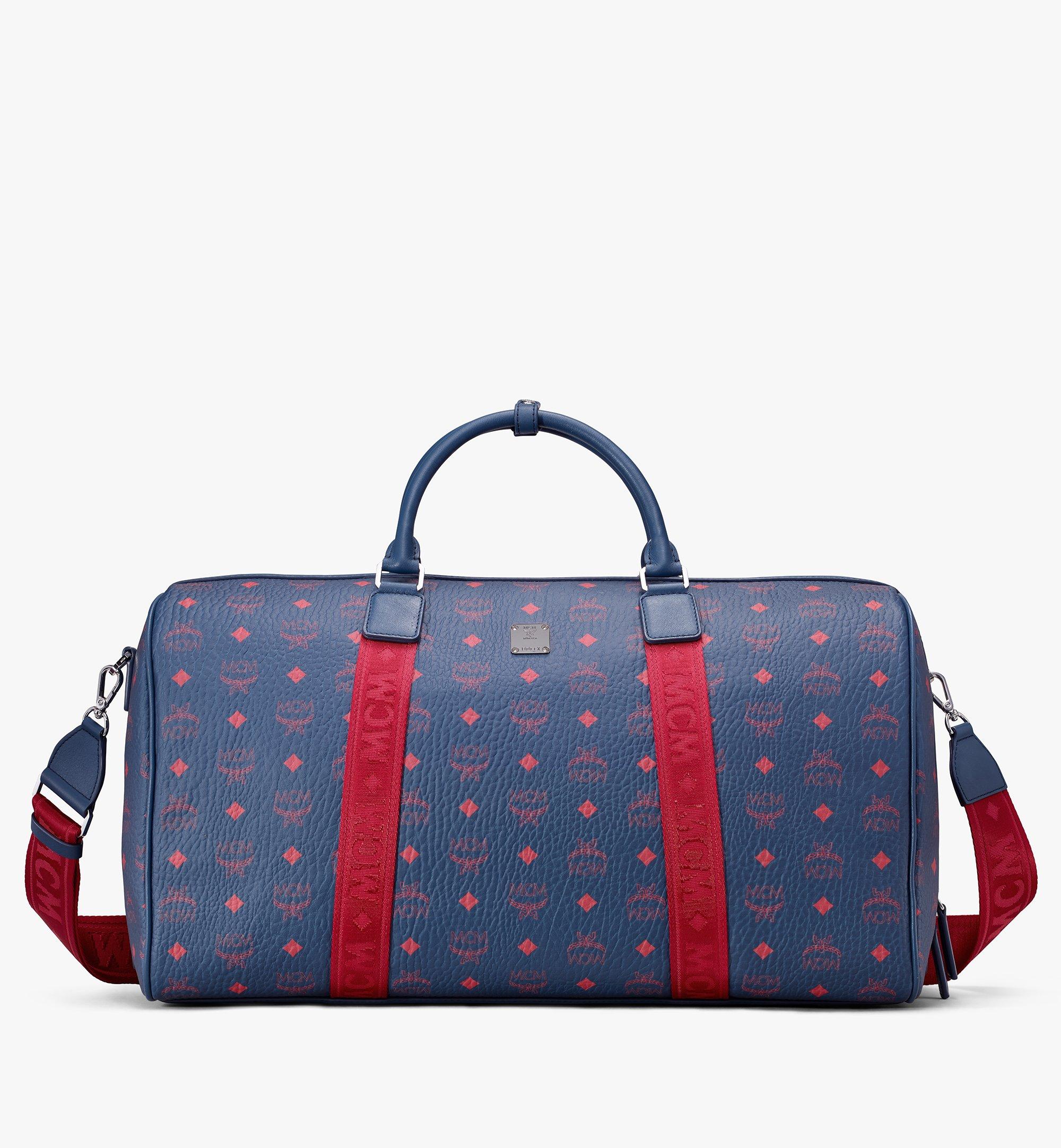 red mcm duffle bag