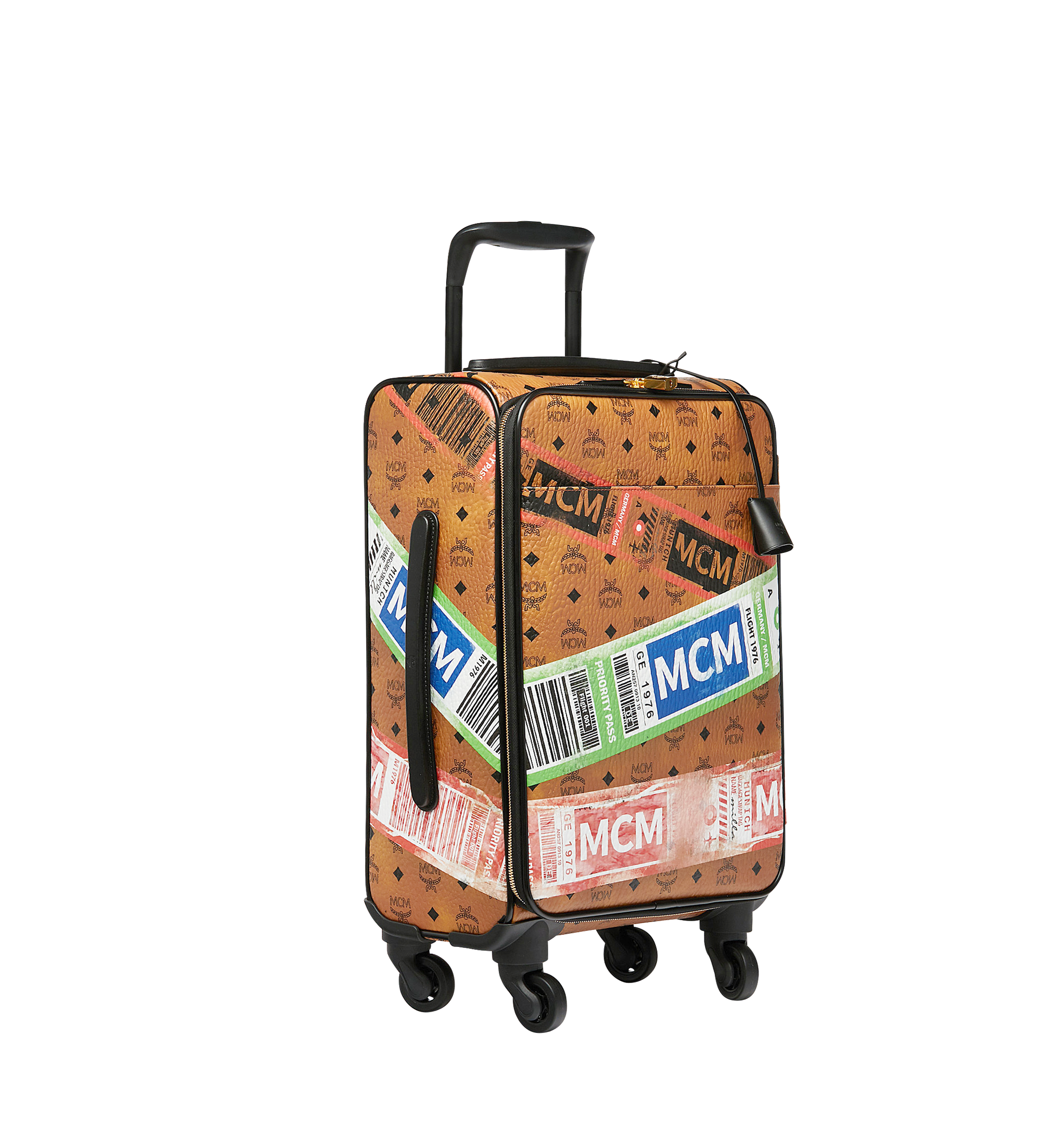 Small Traveler Cabin Trolley In Flight Print Visetos Cognac 