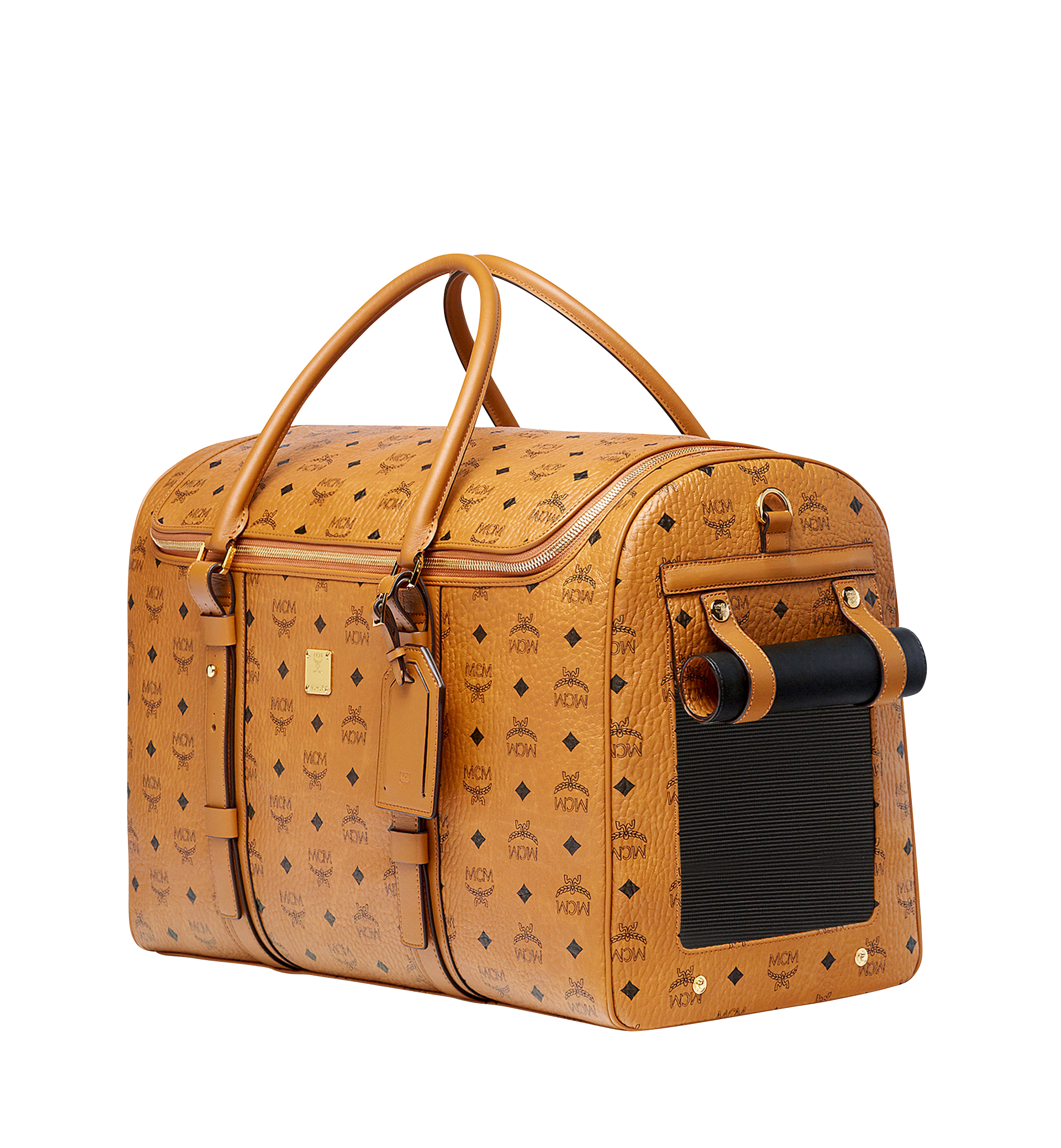 Large Dog Carrier in Visetos Cognac MCM