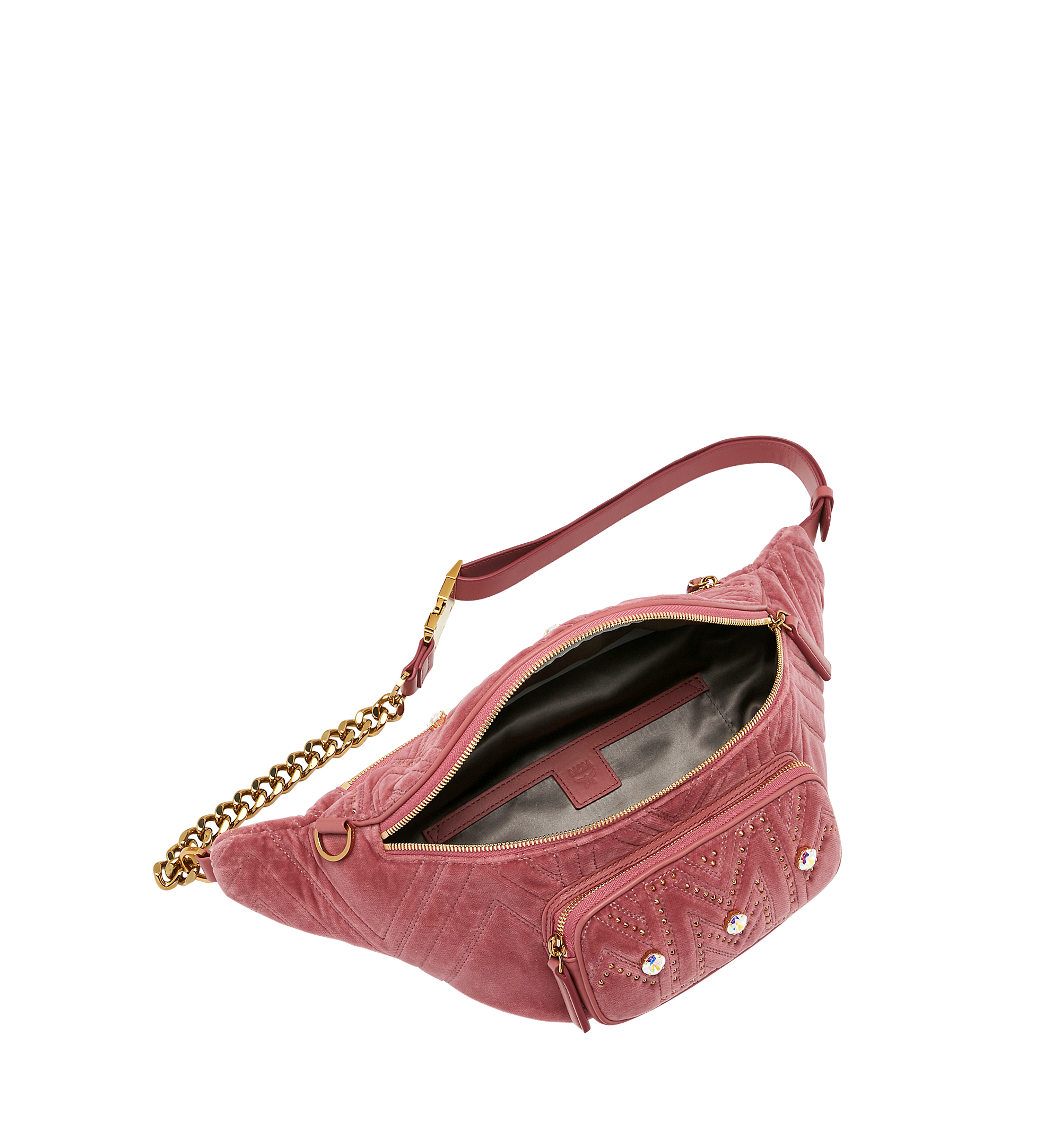 Pink mcm belt discount bag