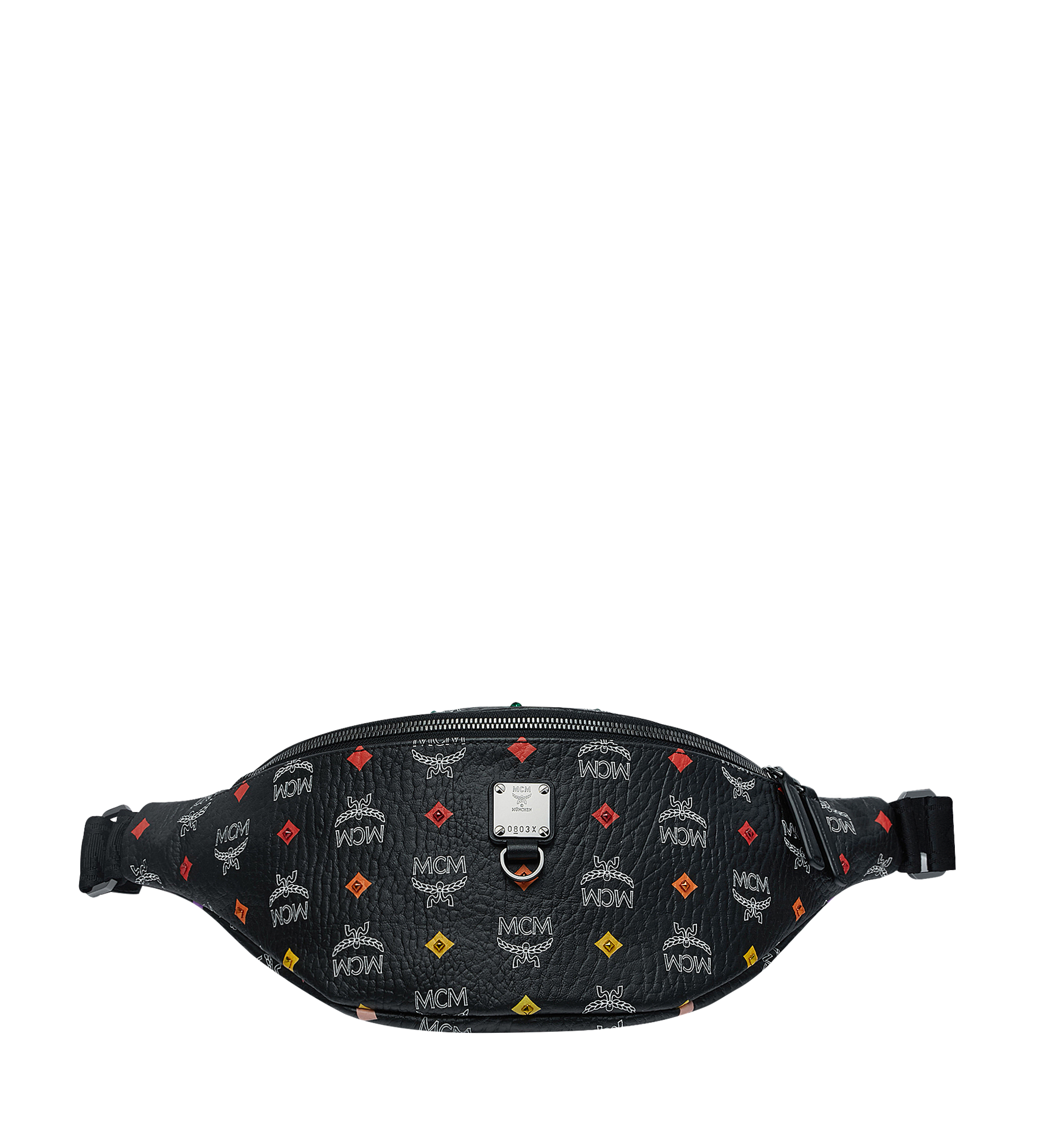 MCM Fursten Belt Bag in Skyoptic Stud Visetos Black MUZ9SFI05BA001 Alternate View 1