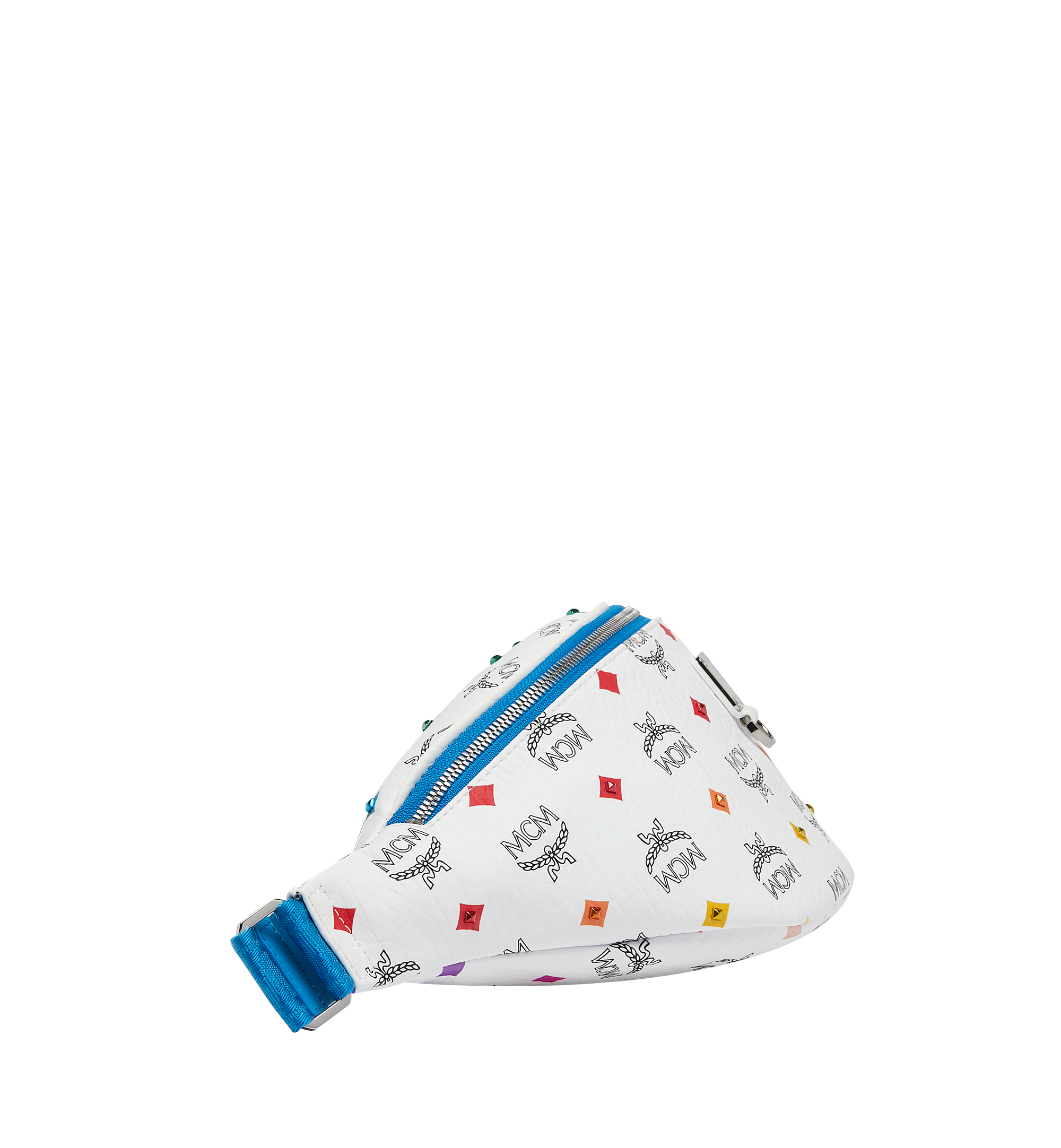 MCM Fursten Belt Bag in Skyoptic Stud Visetos White MUZ9SFI05WA001 Alternate View 2