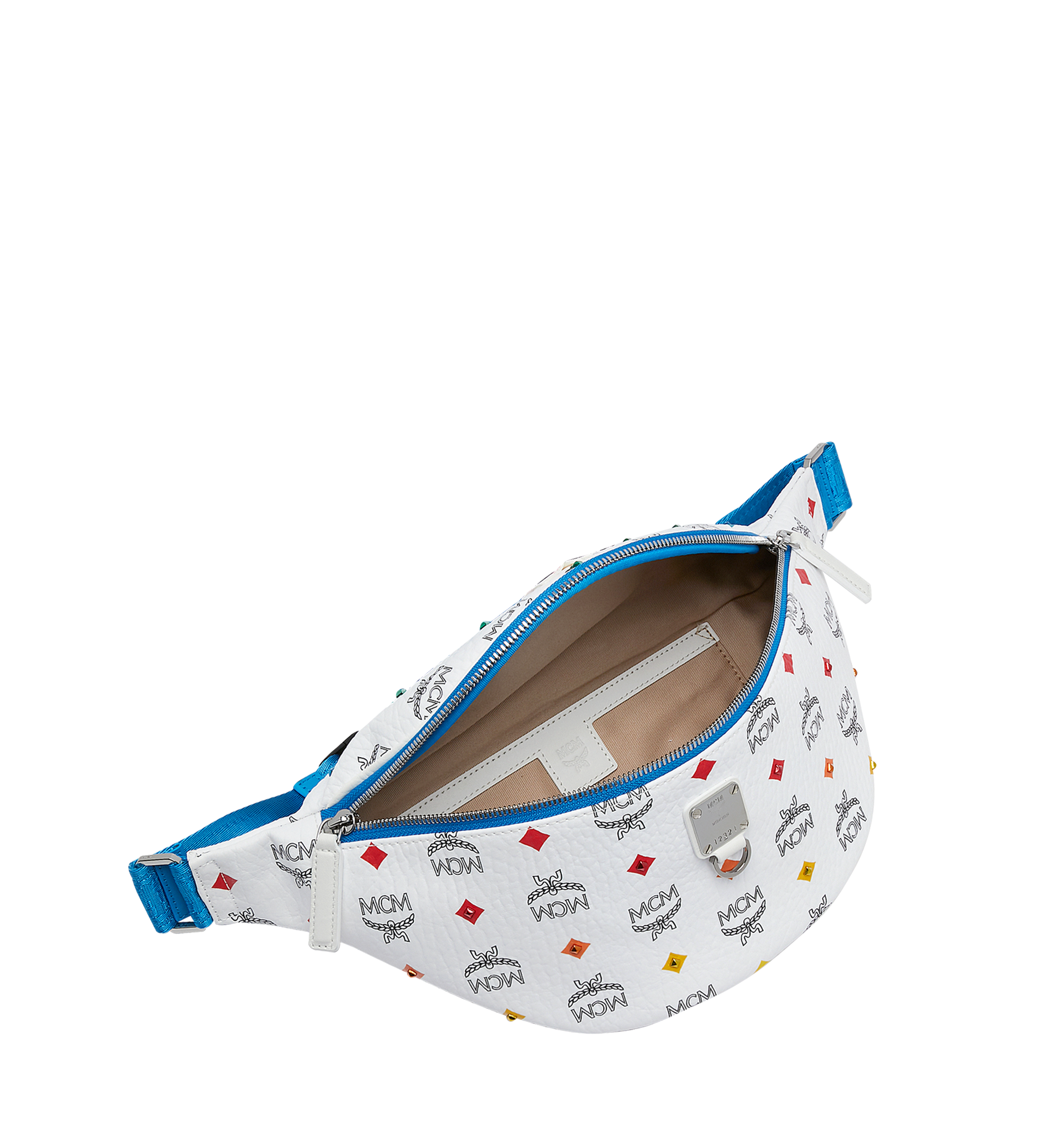 MCM Fursten Belt Bag in Skyoptic Stud Visetos White MUZ9SFI05WA001 Alternate View 4
