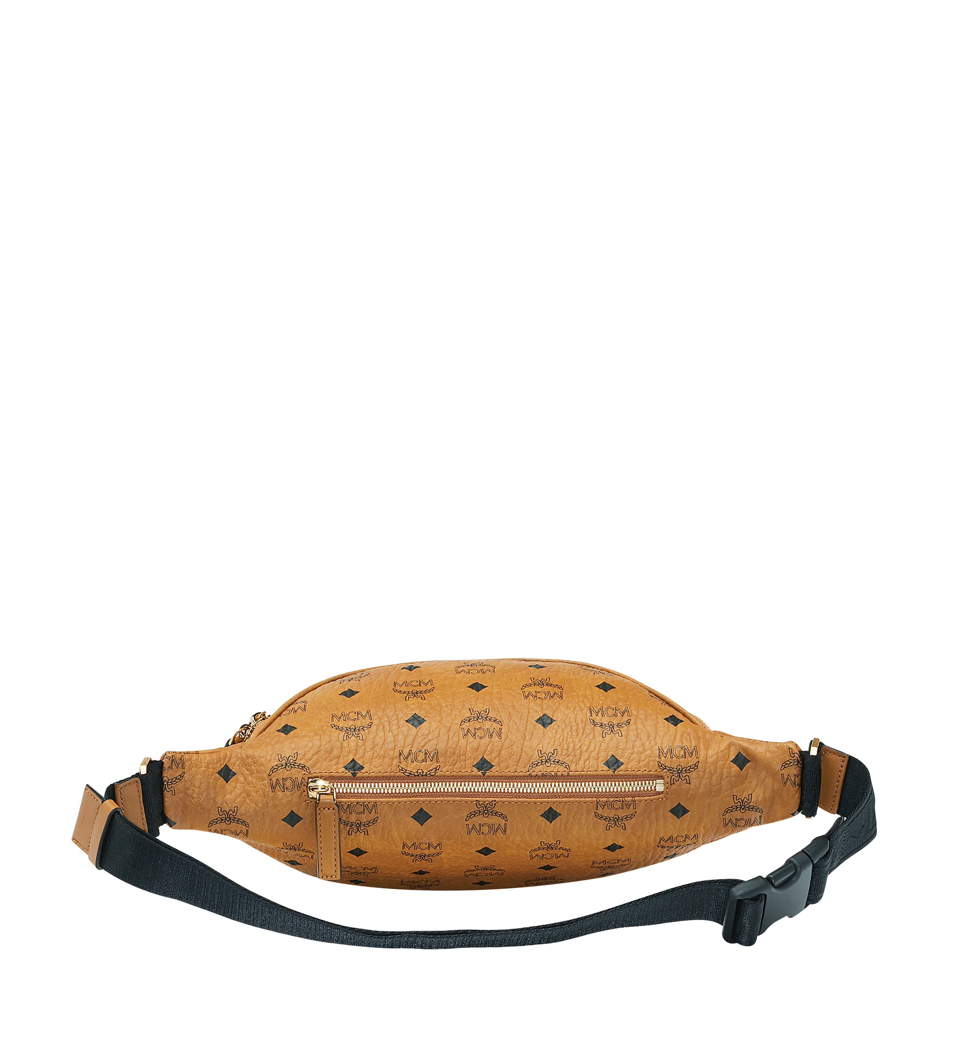 MCM Visetos Medium Fusten Belt Bag Cognac | FASHIONPHILE