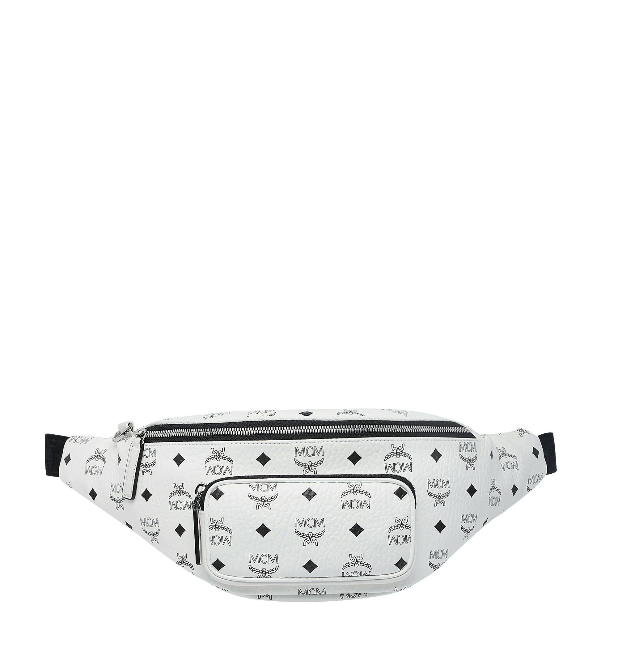 white mcm fanny pack