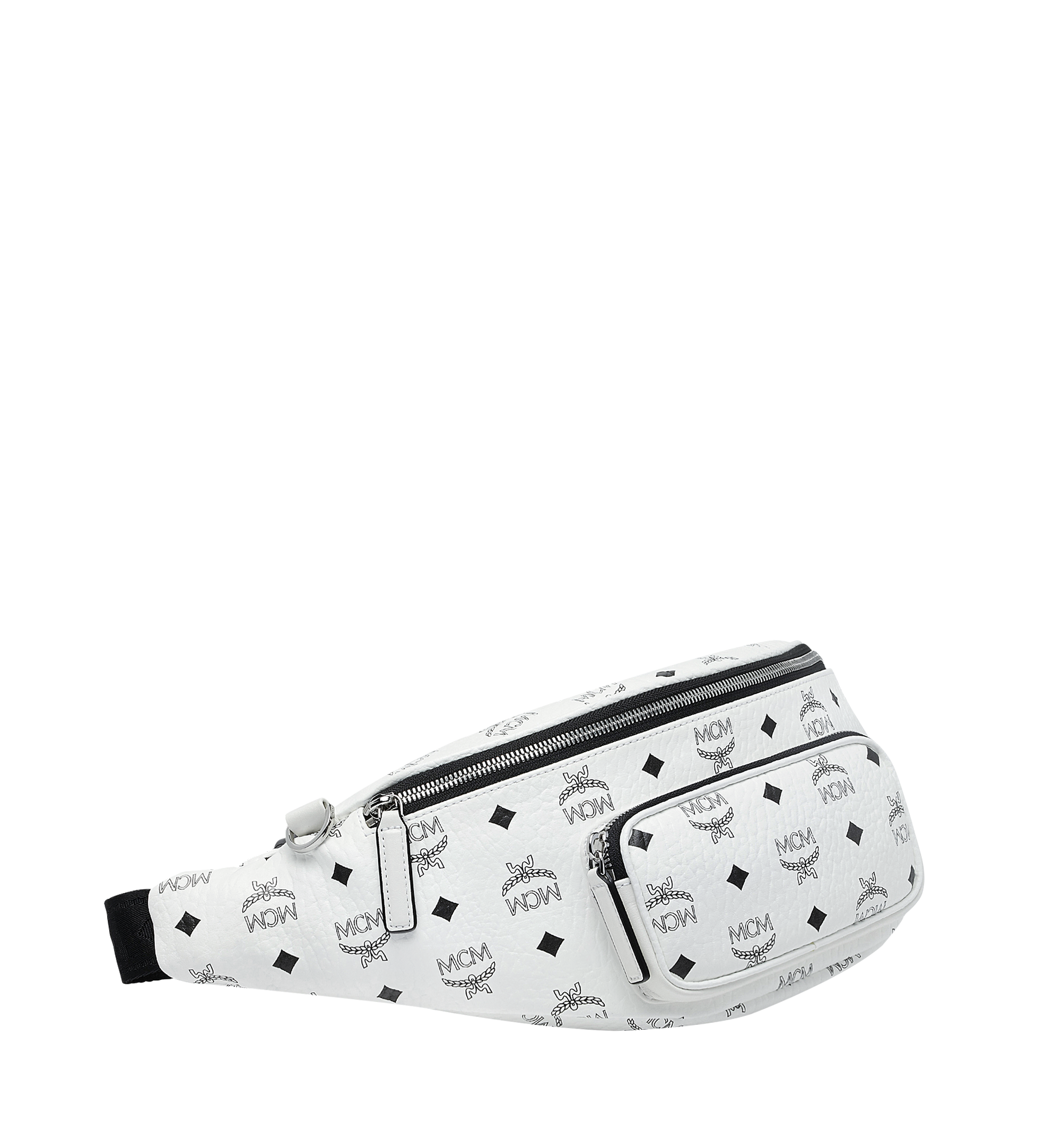 White mcm fanny pack hot sale