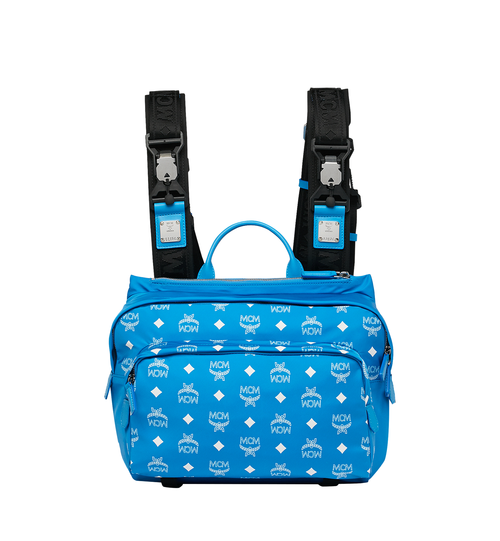 MCM Doppelter Luft Brustgurt aus Nylon mit weissem Logo Blue MUZ9SNX90HI001 Noch mehr sehen 1