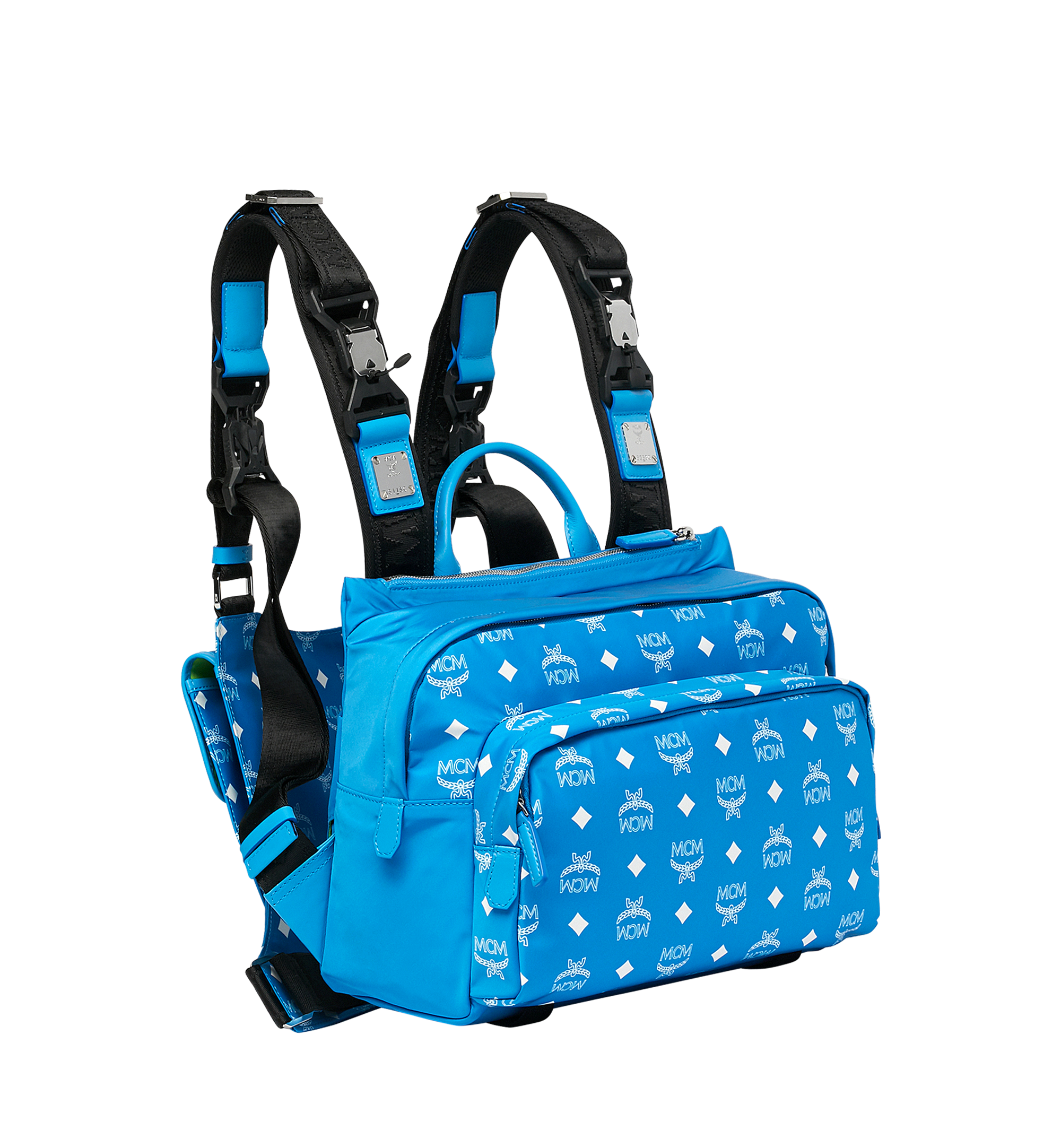MCM Doppelter Luft Brustgurt aus Nylon mit weissem Logo Blue MUZ9SNX90HI001 Noch mehr sehen 1