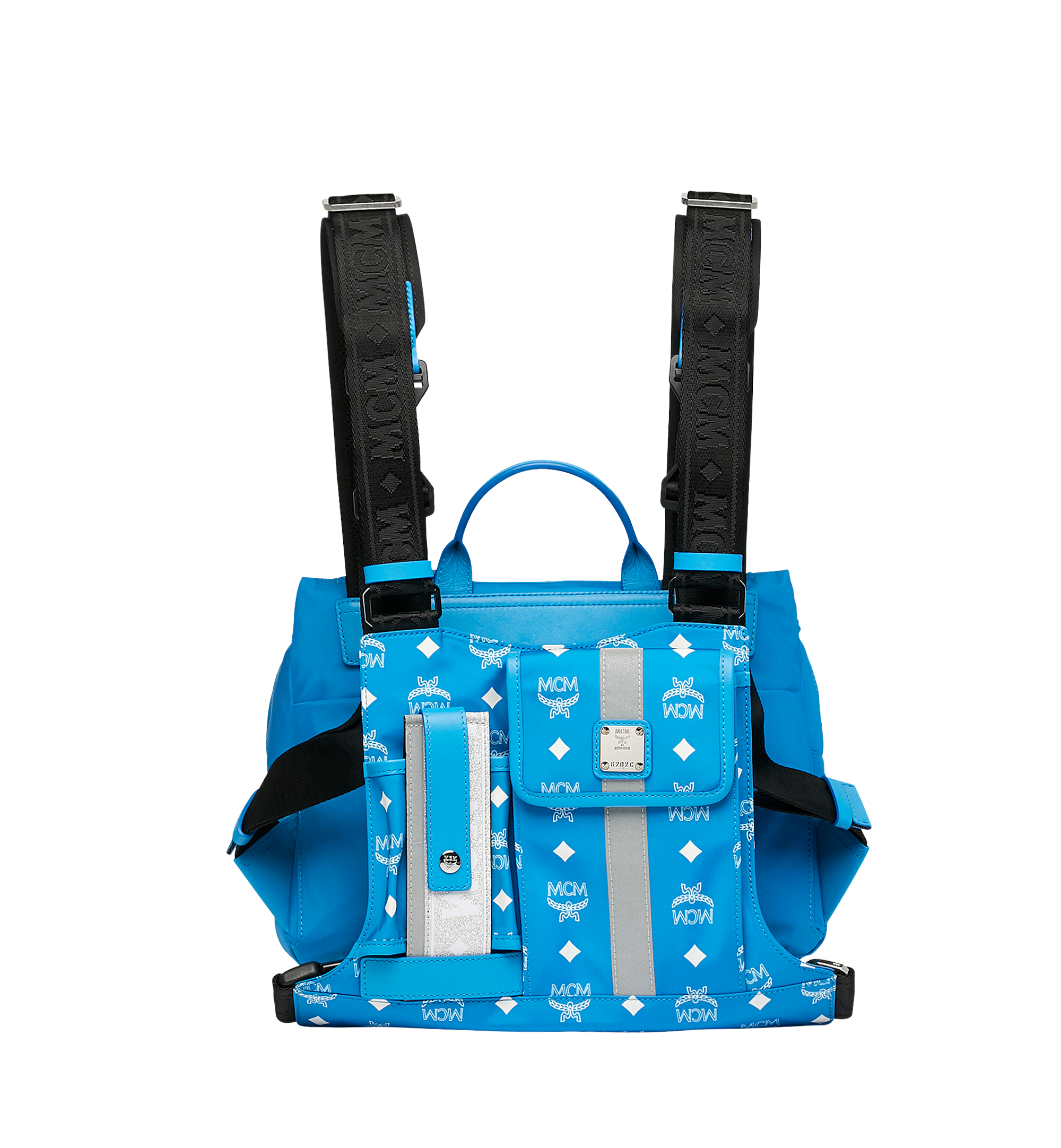 MCM Doppelter Luft Brustgurt aus Nylon mit weissem Logo Blue MUZ9SNX90HI001 Noch mehr sehen 3