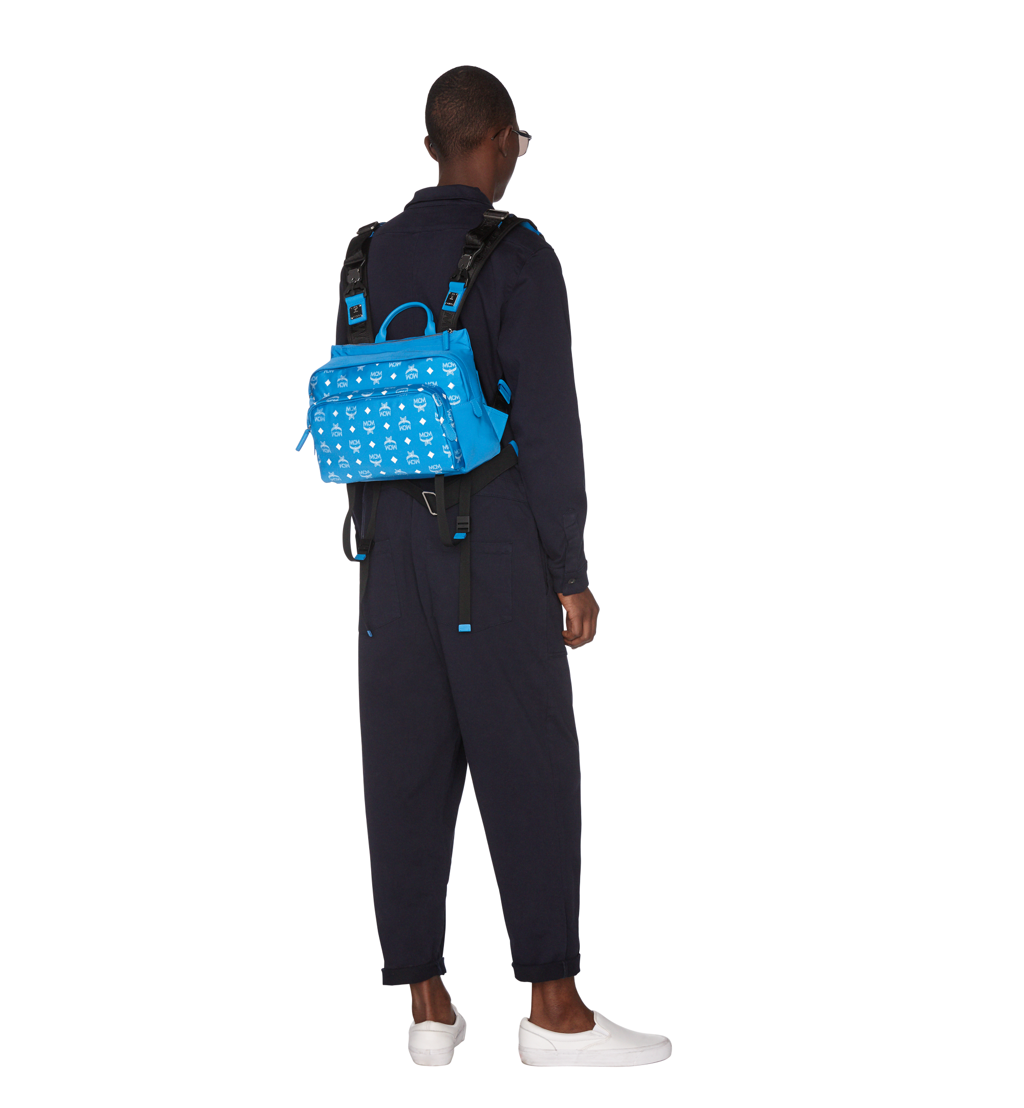 MCM Doppelter Luft Brustgurt aus Nylon mit weissem Logo Blue MUZ9SNX90HI001 Noch mehr sehen 5