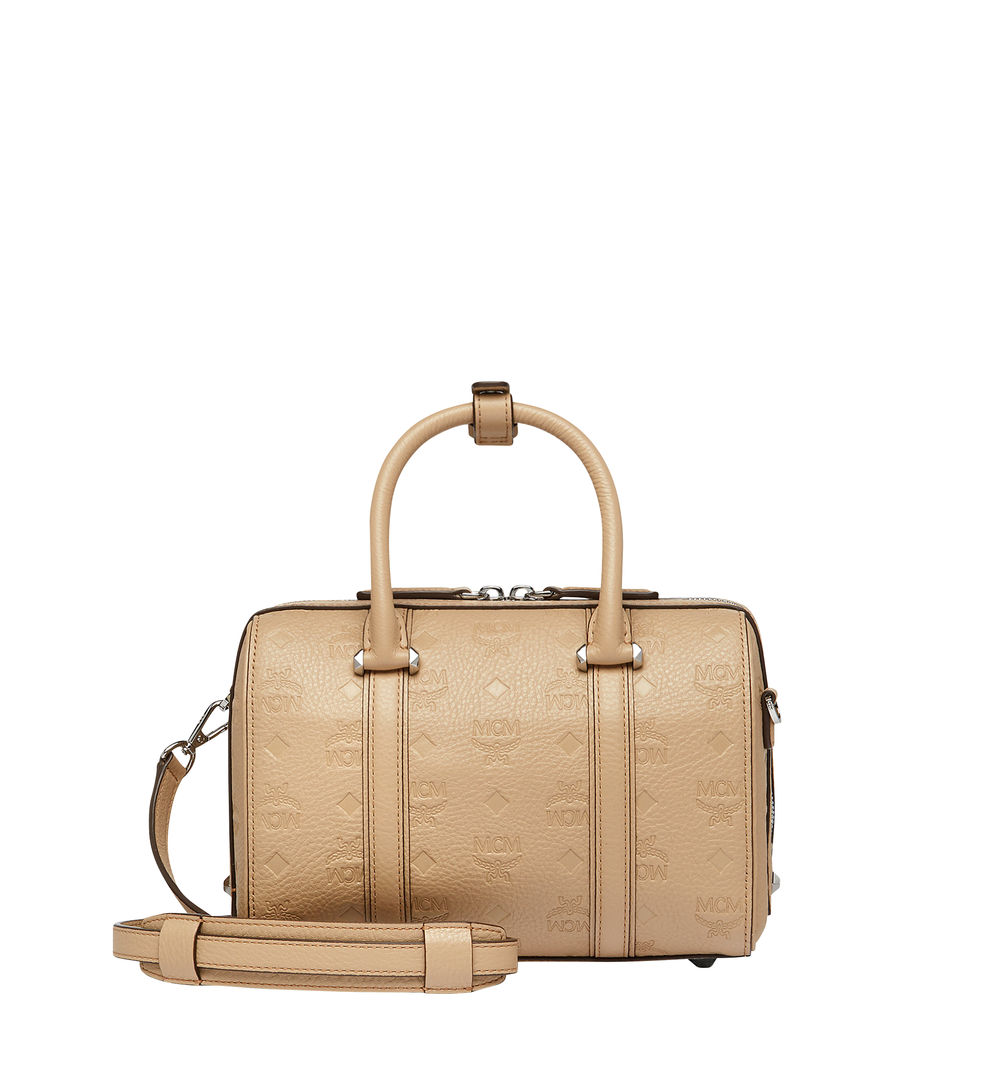 MCM Essential Boston in Monogram Leather Beige MWB7ASE52IE001 Alternate View 3