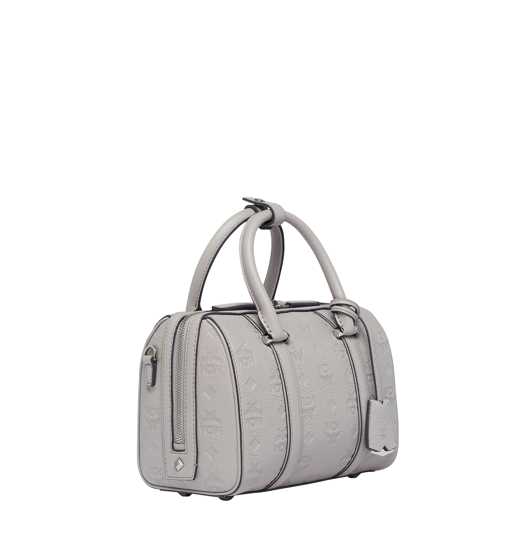 MCM Essential Boston in Monogram Leather Grey MWB7ASE52IV001 Alternate View 1