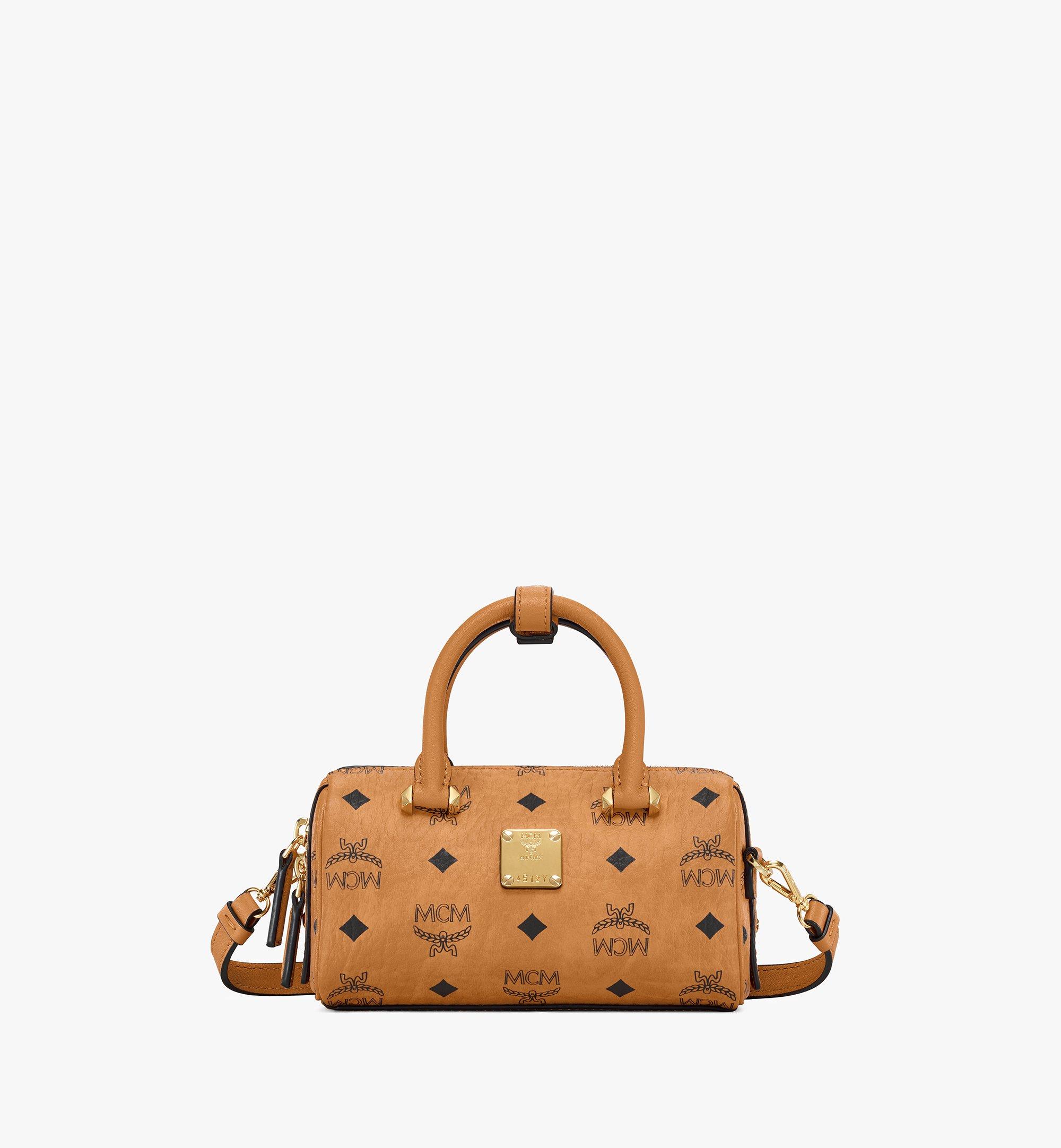 Mini Boston Bag in Visetos Cognac