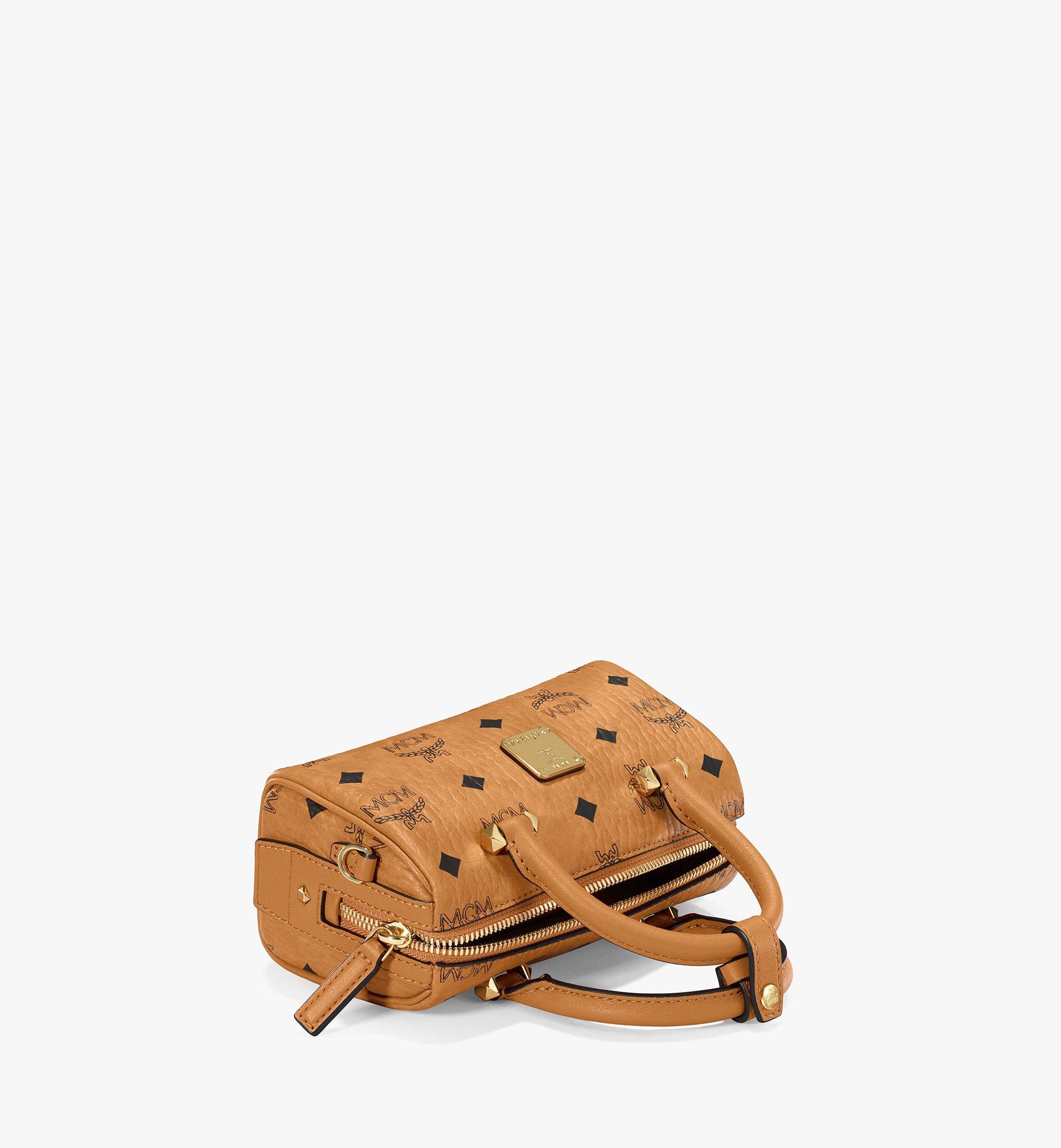 Mini Aren Boston Bag in Visetos Cognac