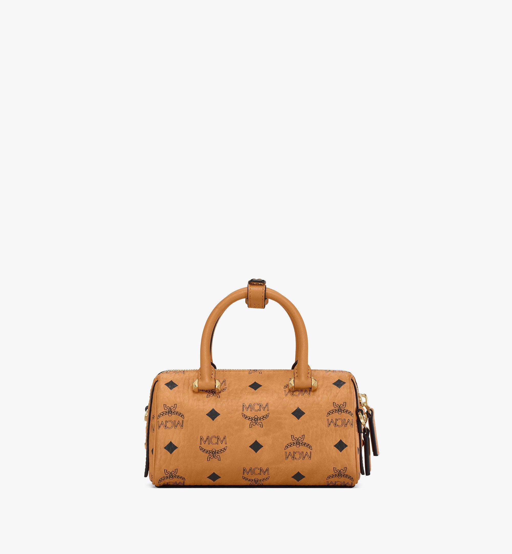 Mini Boston Bag in Visetos Cognac