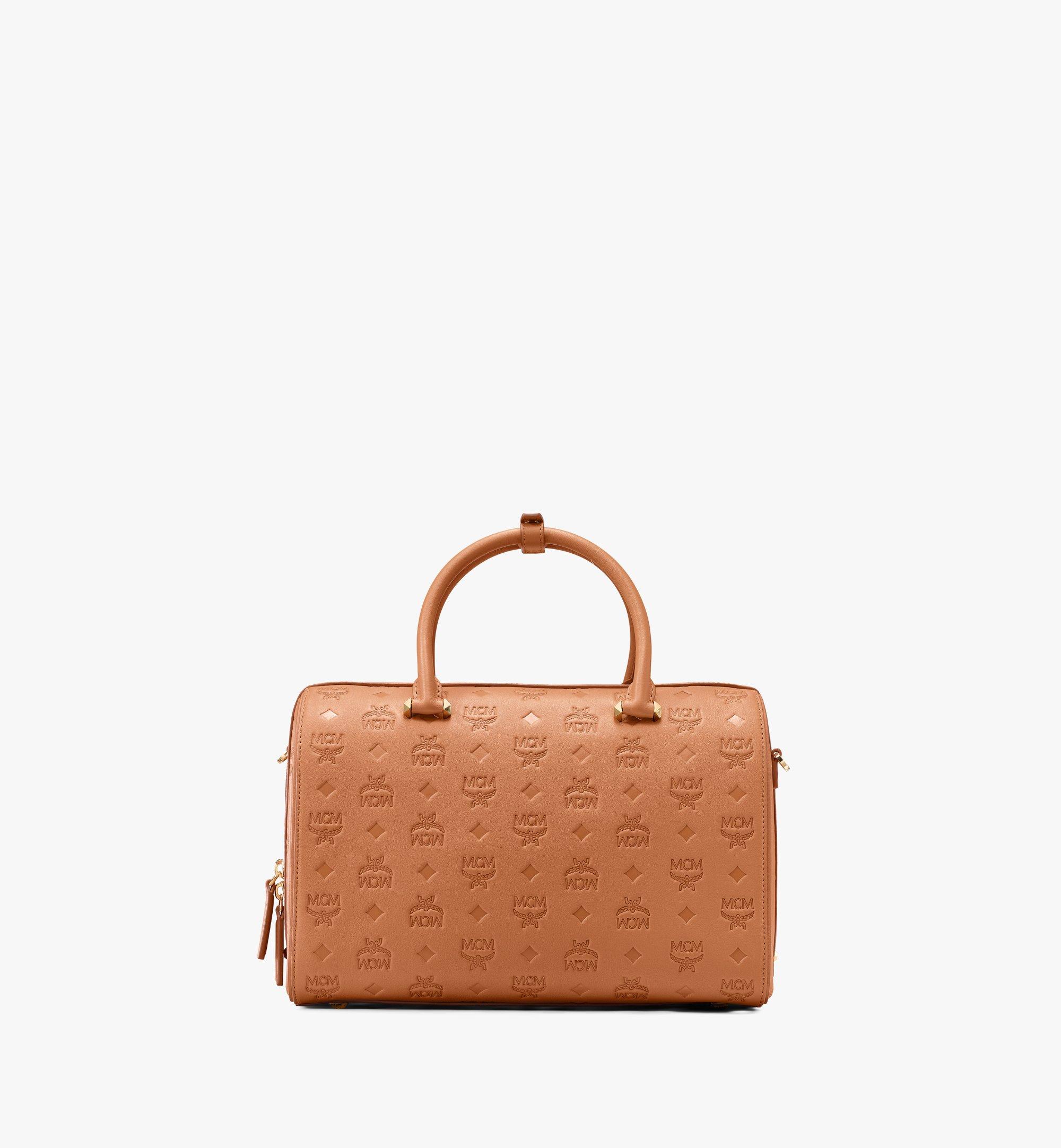 30 cm / 12 in Essential Boston Bag in Monogram Leather Cognac | MCM® US
