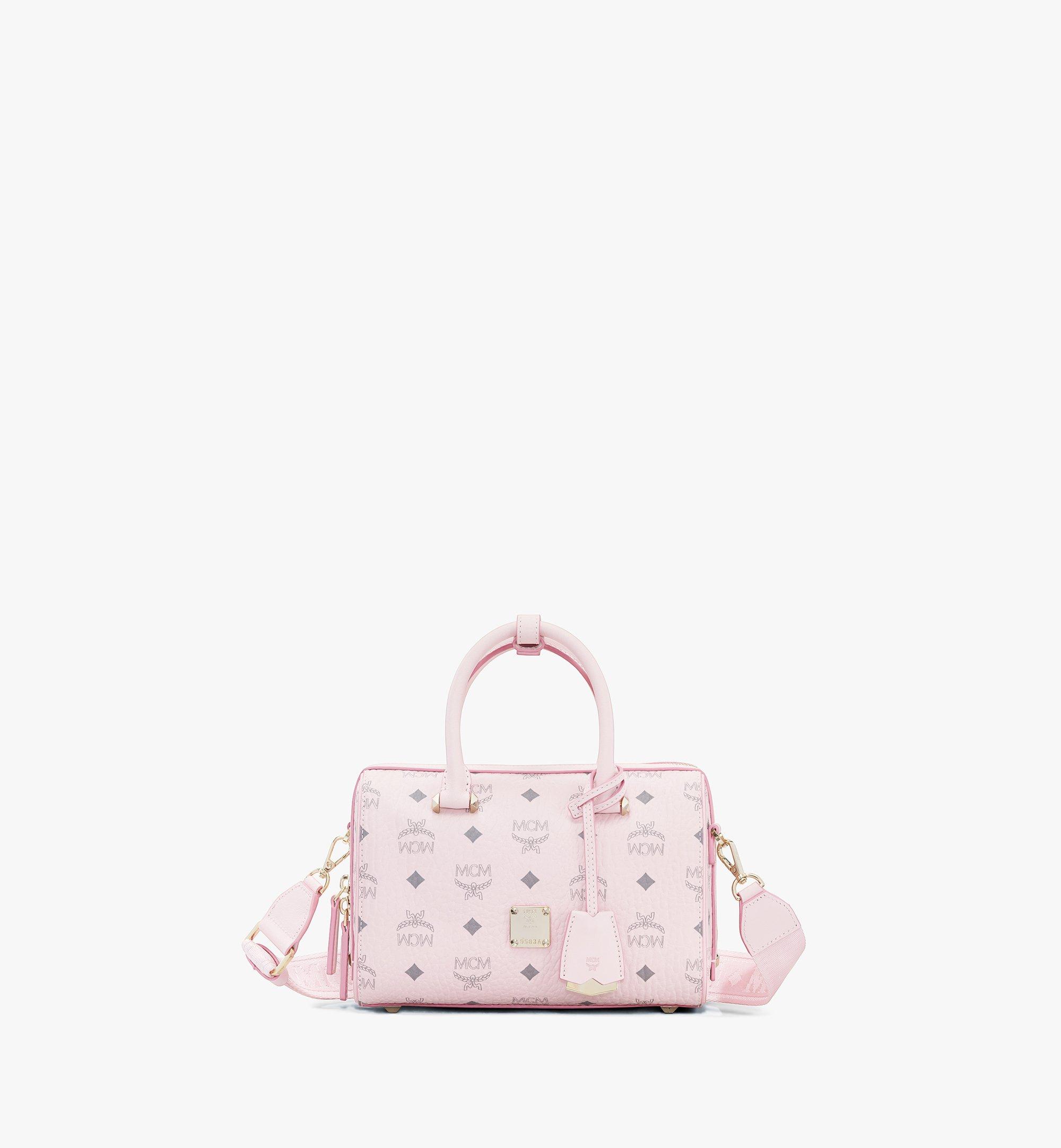 Small Boston Bag In Visetos Original Pink Mcm Jp