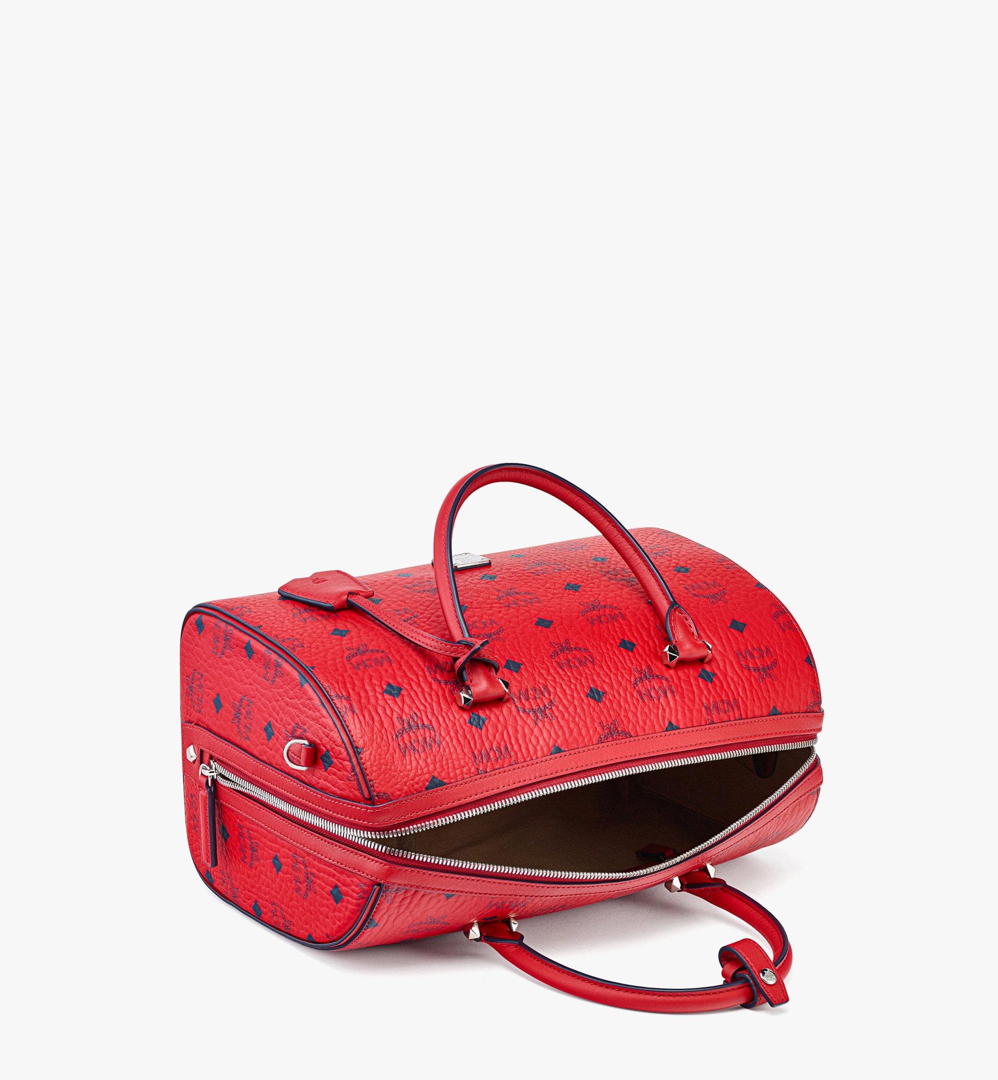 Medium Boston Bag in Monogram Leather Red