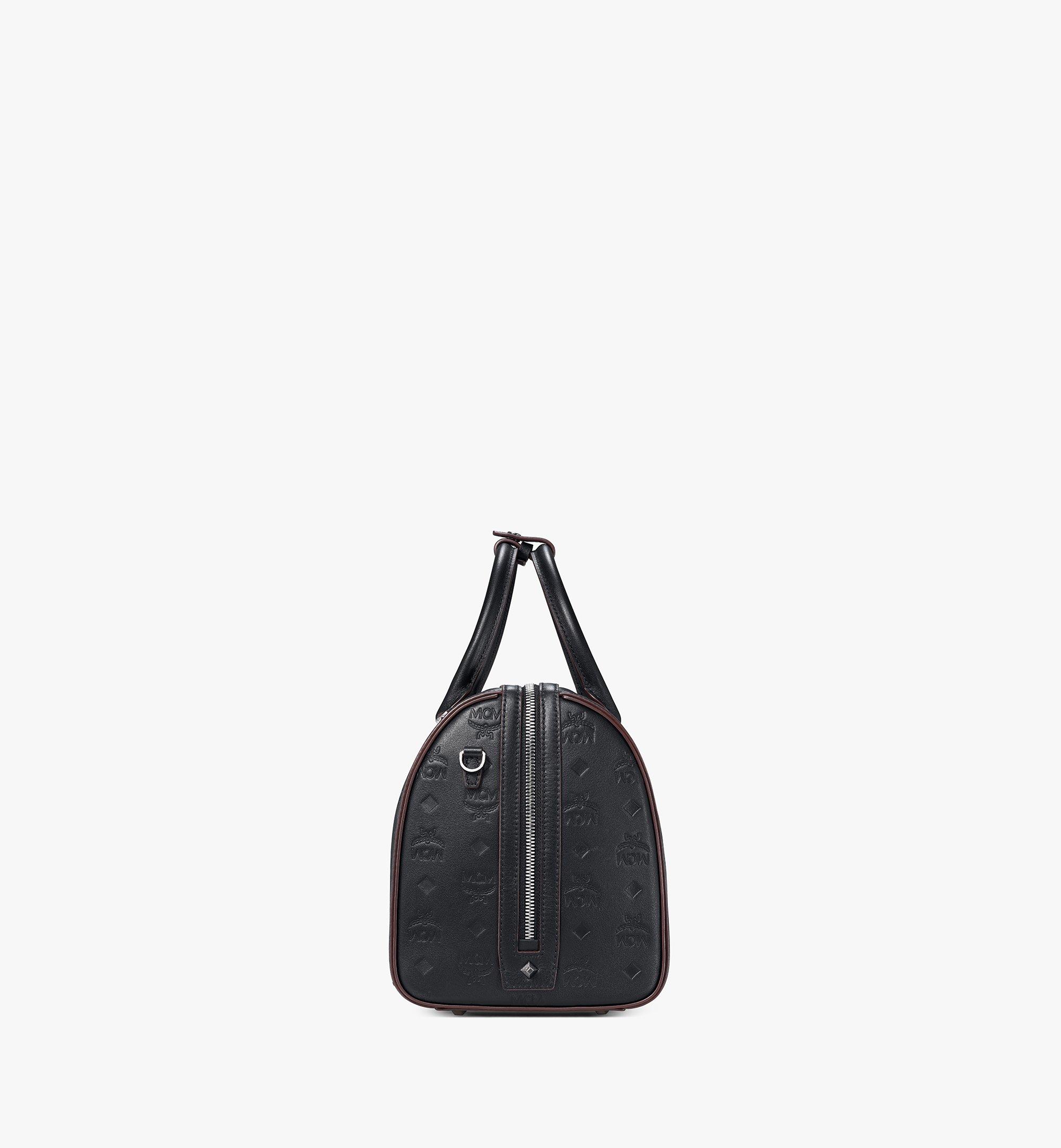 MCM Essential Boston In Monogram Leather in Black