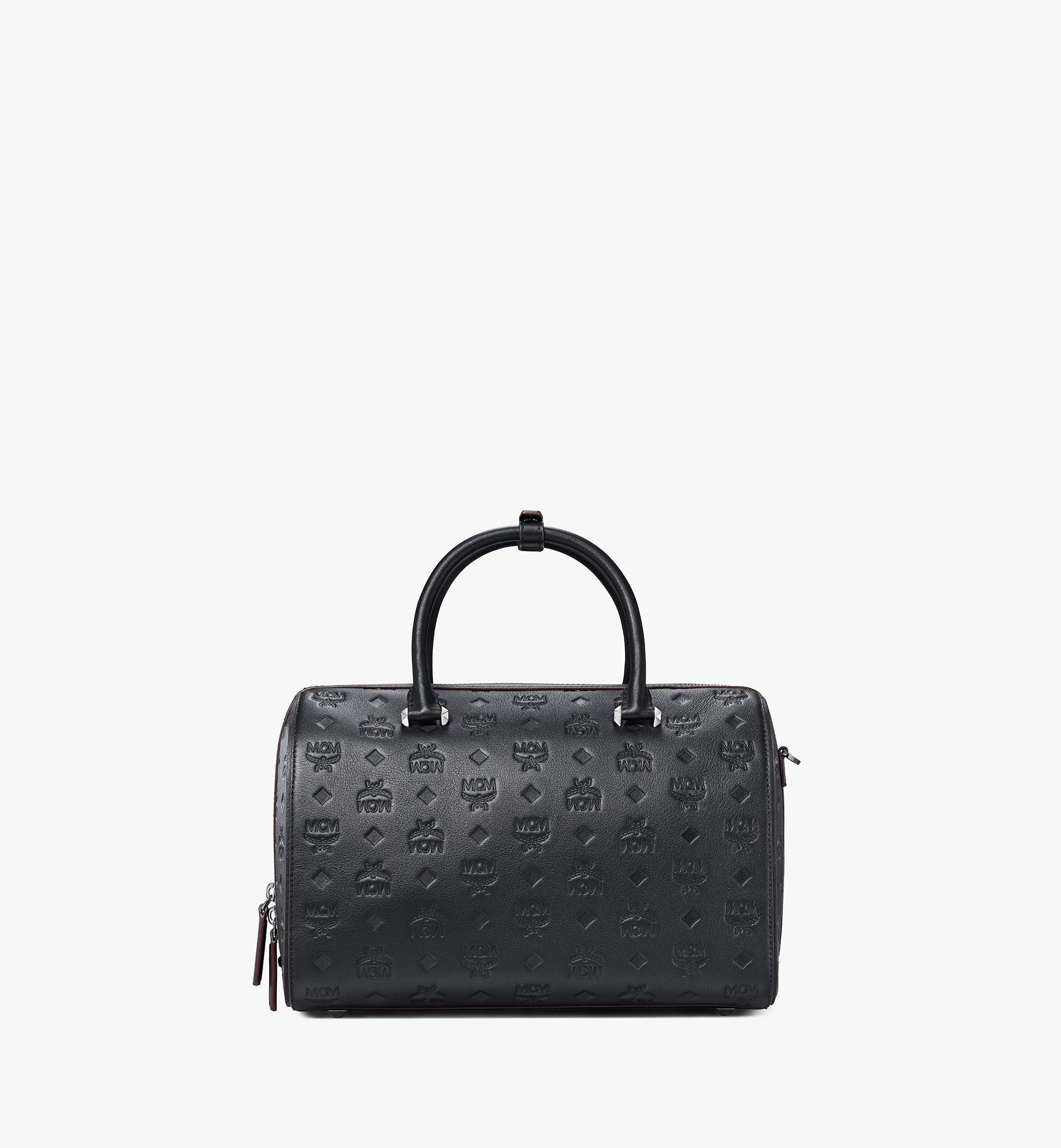 MCM Black Leather Embellished Boston Bag MCM