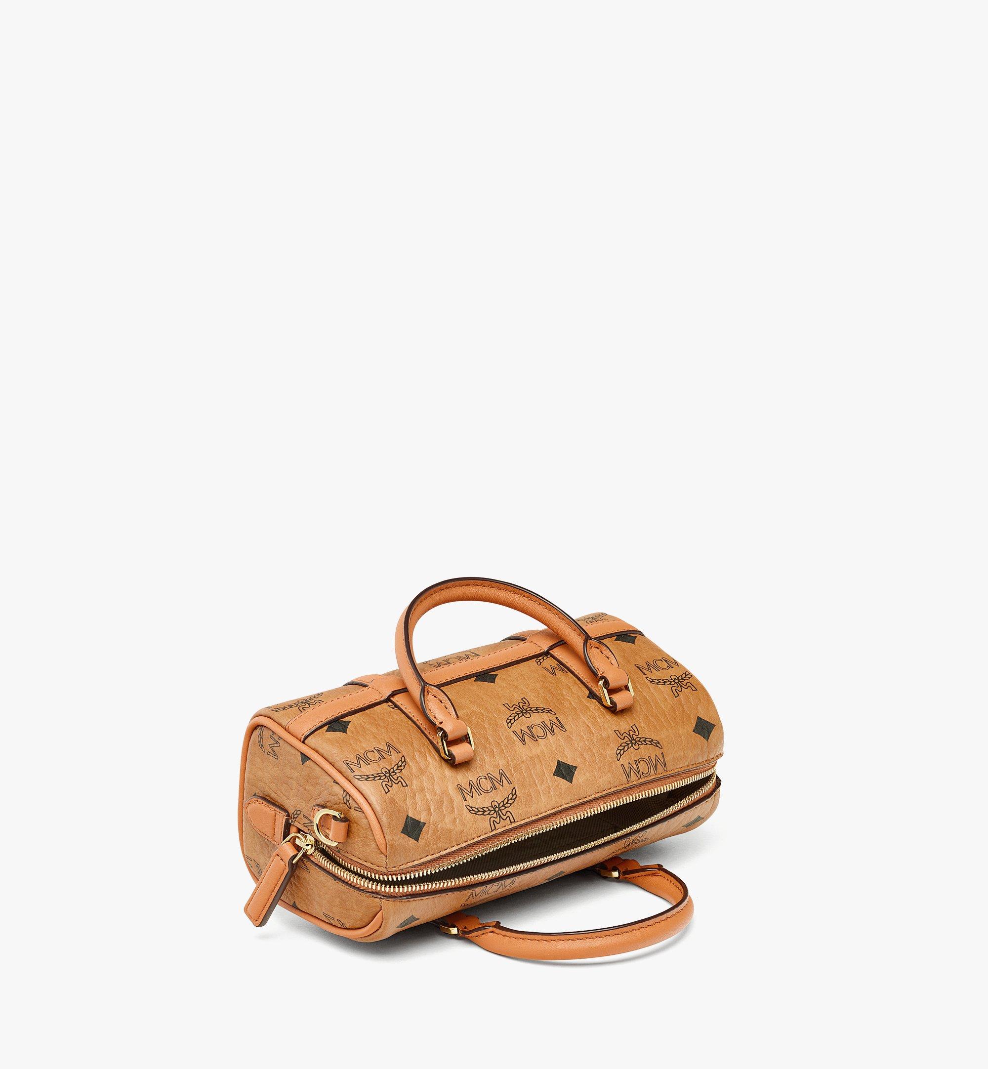 Mini Aren Boston Bag in Visetos Cognac