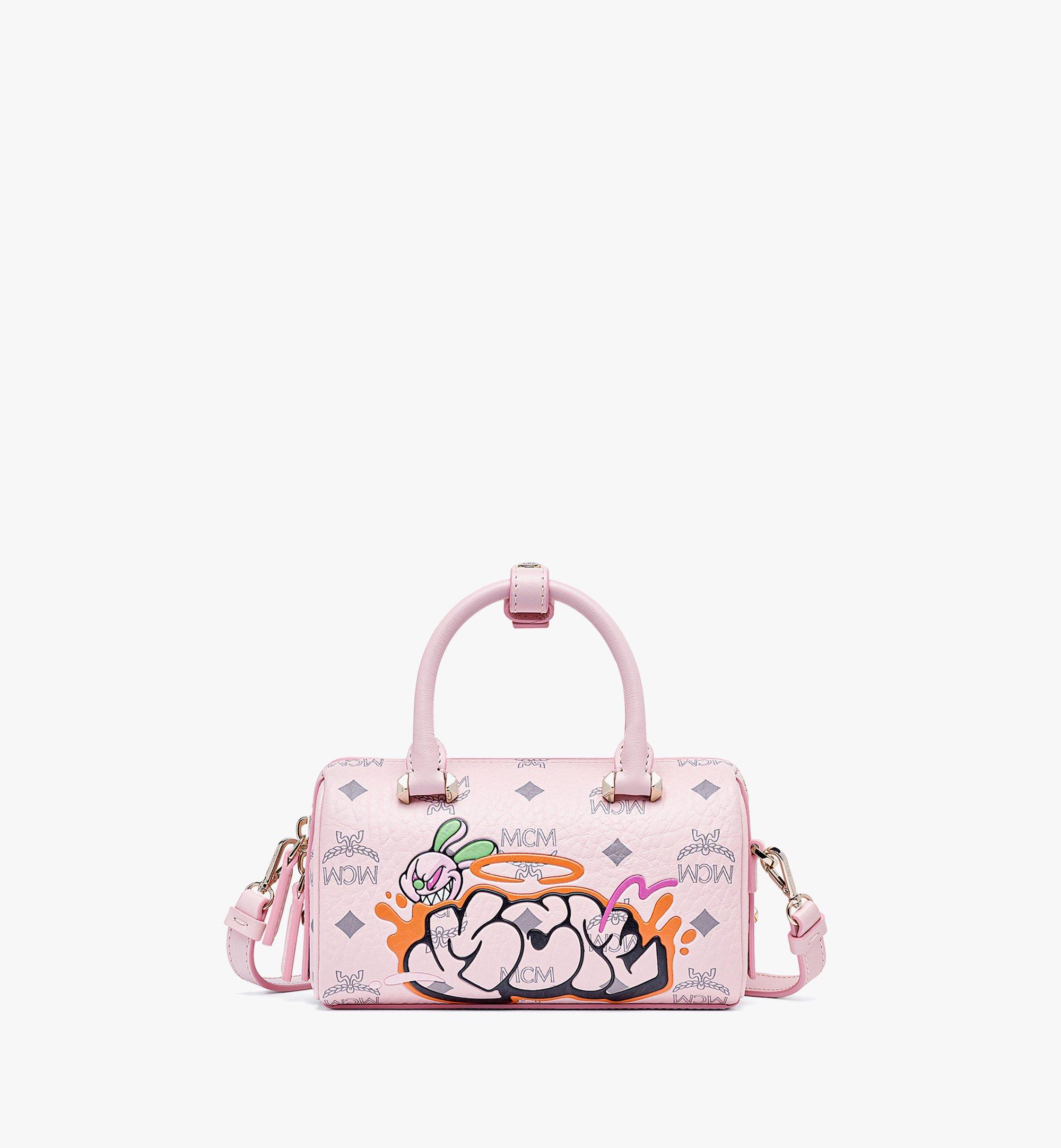 Mini Mcm X Sambypen Boston Bag In Visetos Pink Mcm Jp