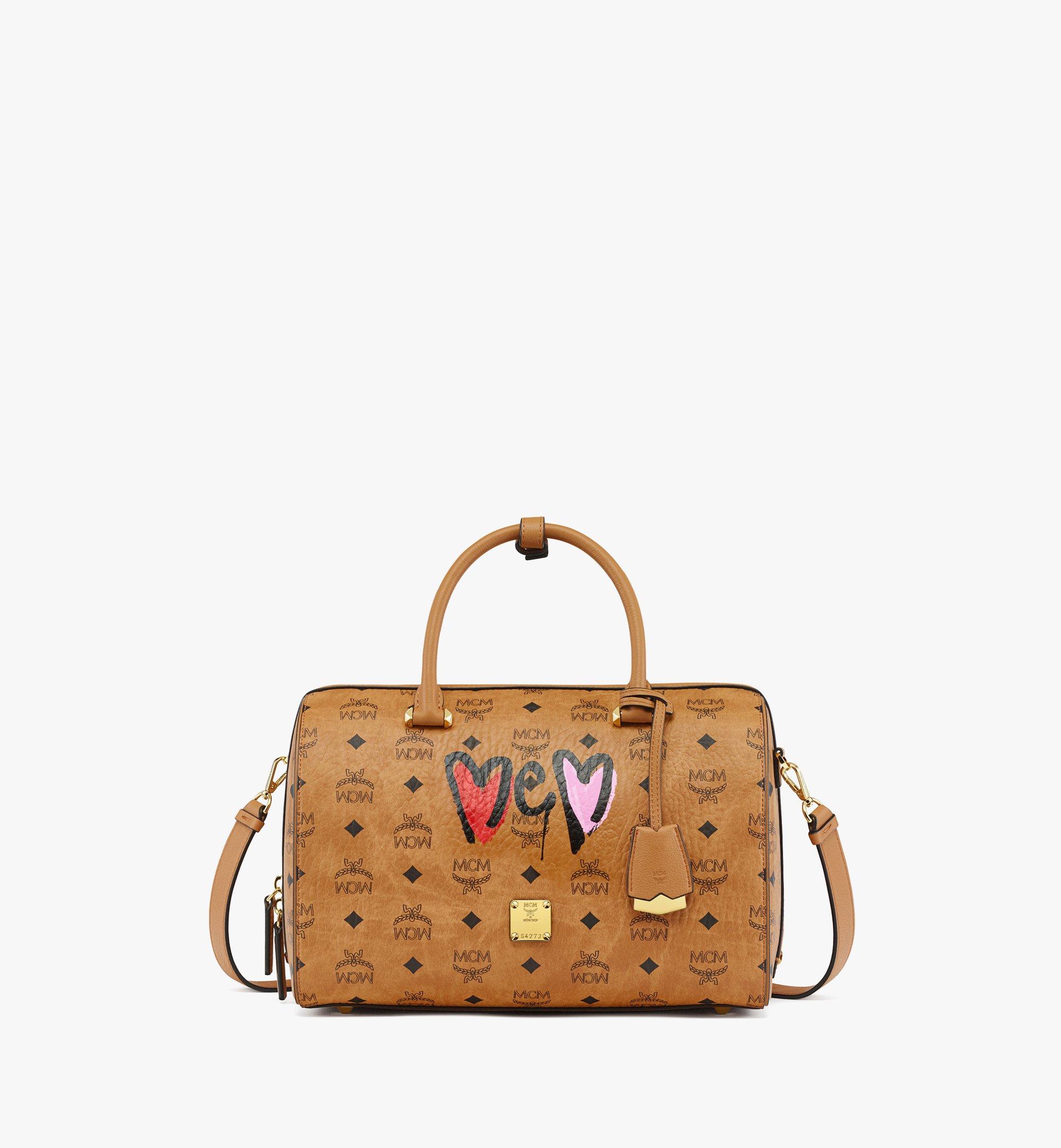 MCM Valentine’s Day Upcycling Project Boston Bag in Visetos Cognac MWBDSUP01CO001 Alternate View 1