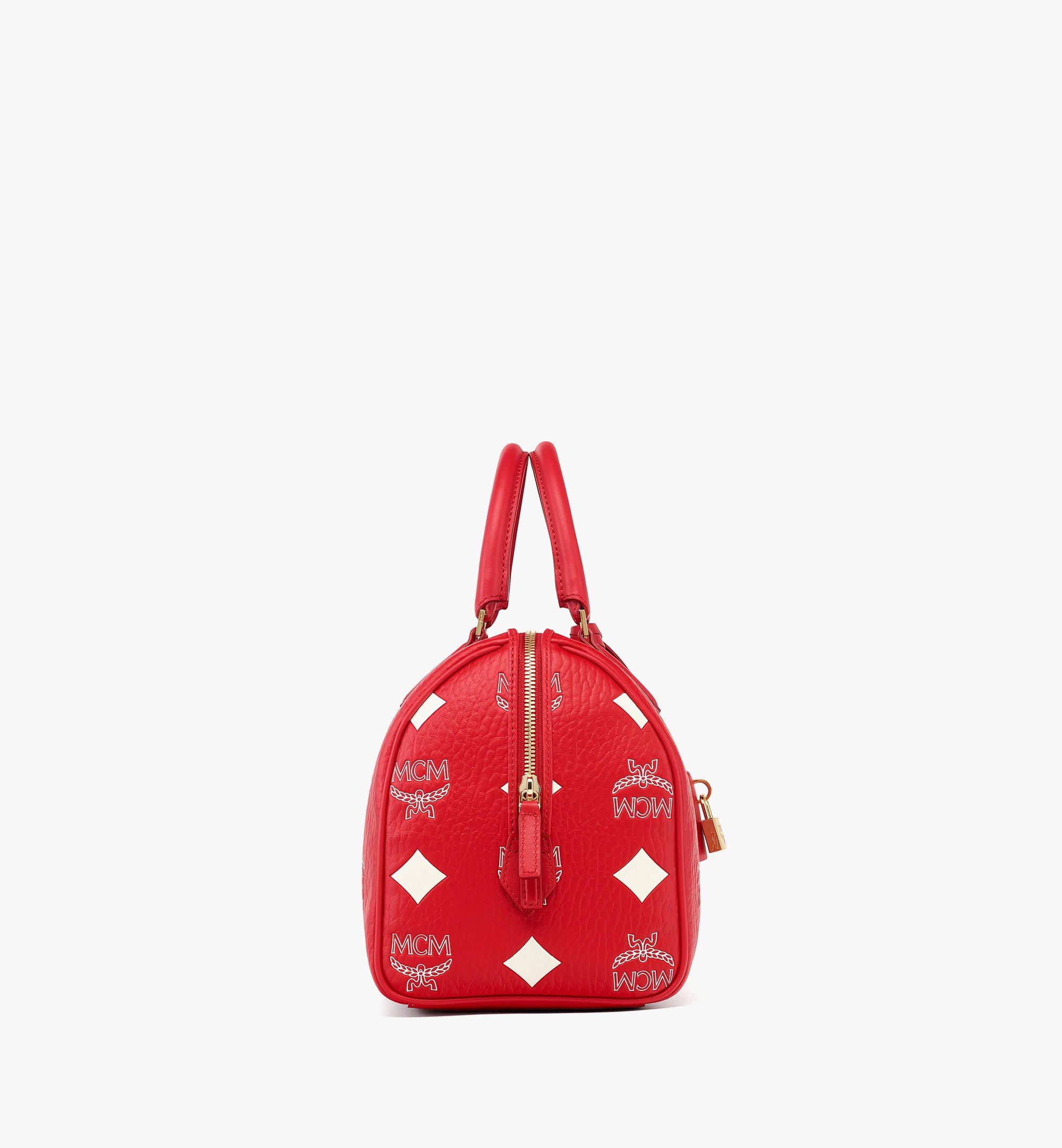 Medium Ella Boston Bag in Maxi Visetos Red | MCM ®US