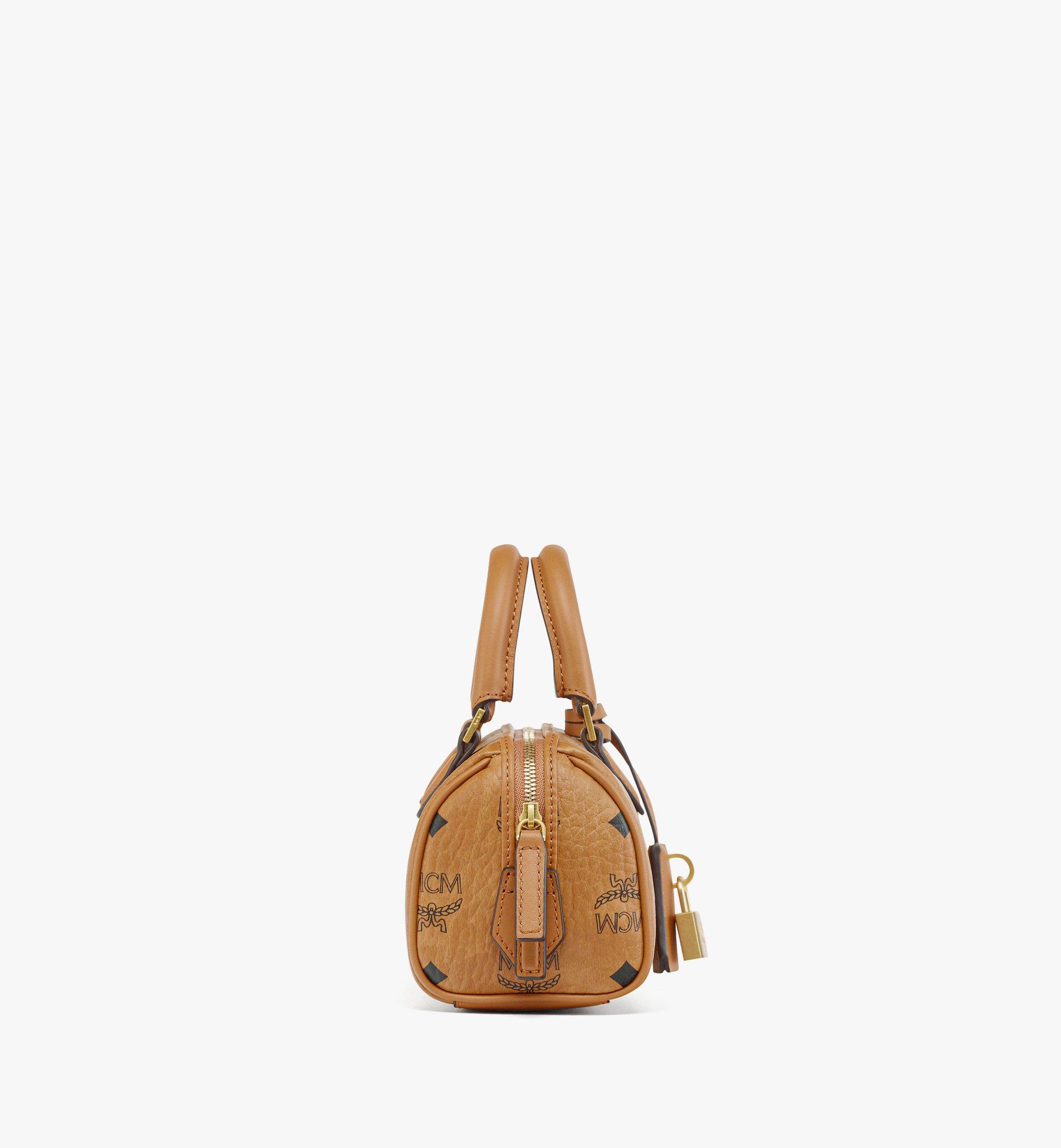 MCM Ella Boston Mini Monogram Top-Handle Bag