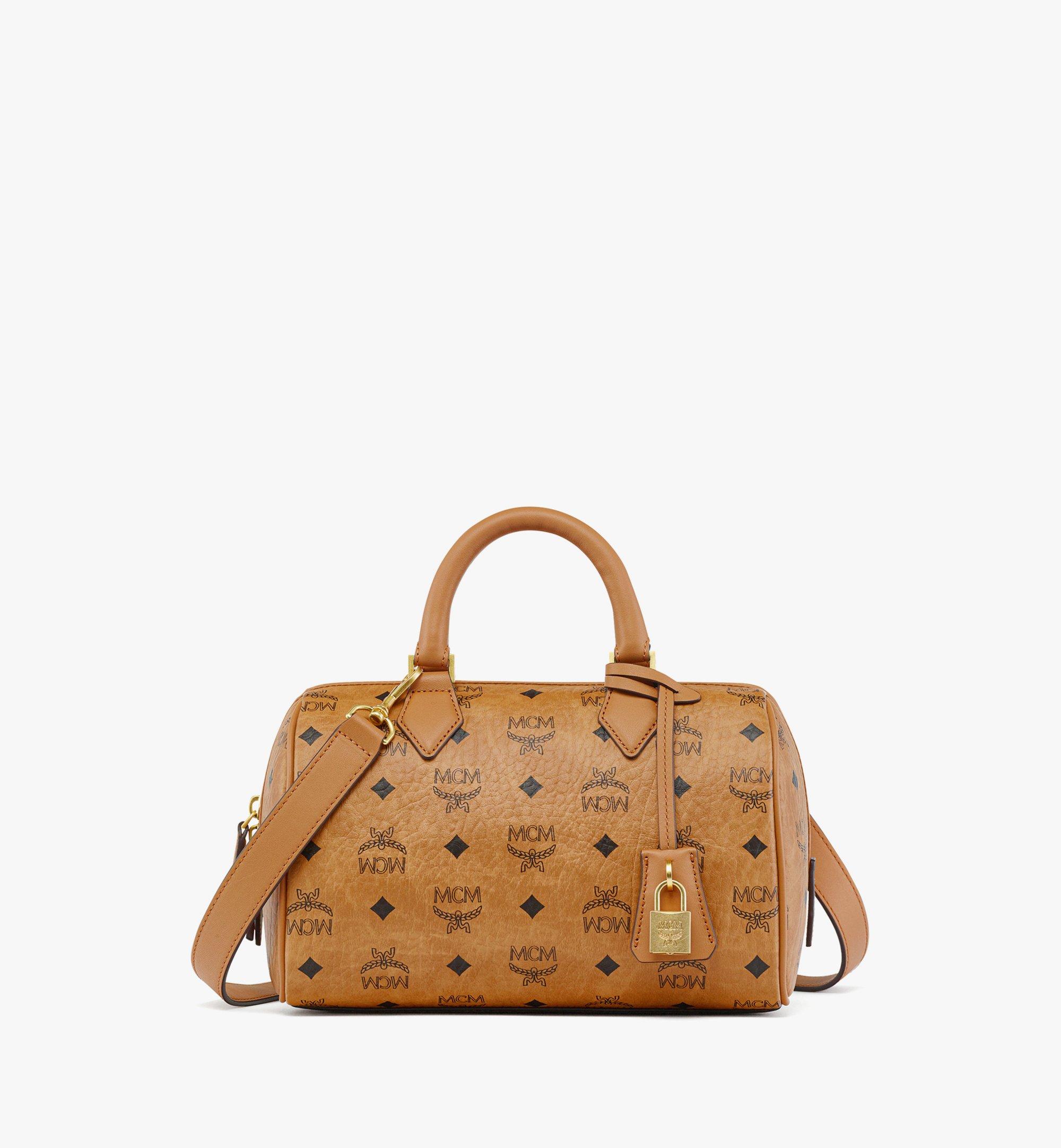 Mini Boston Bag in Visetos Original Cognac