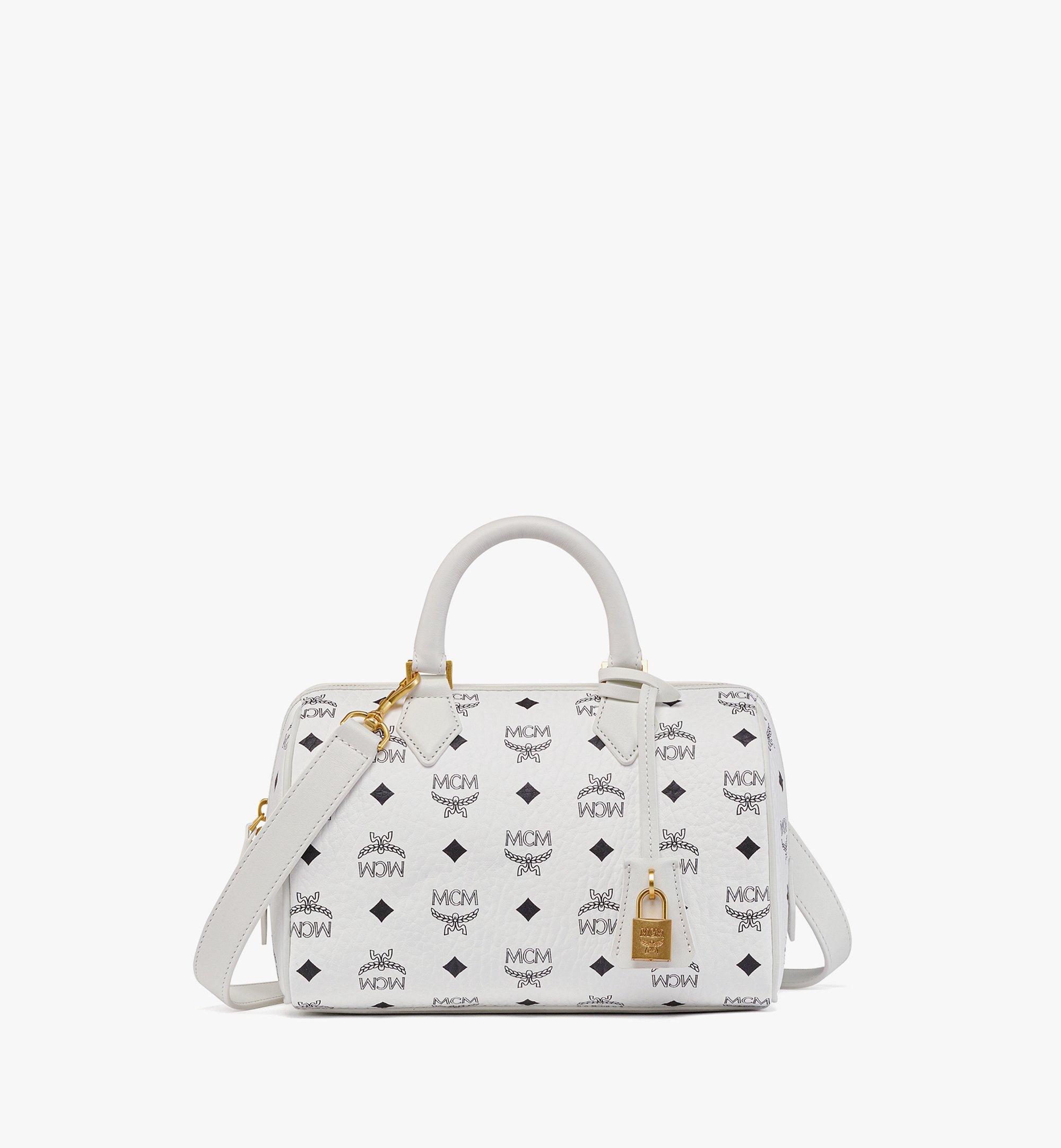 Small Ella Boston Bag in Visetos White | MCM ®JP