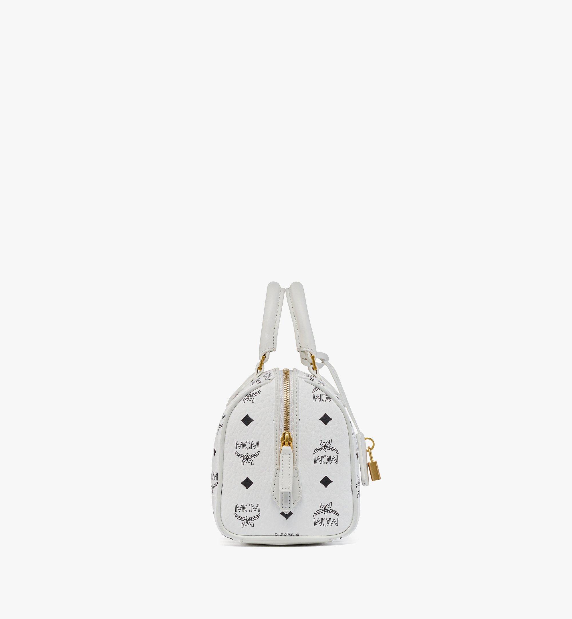 MCM Ella Boston Bag in Visetos White MWBESEA02WT001 Alternate View 1