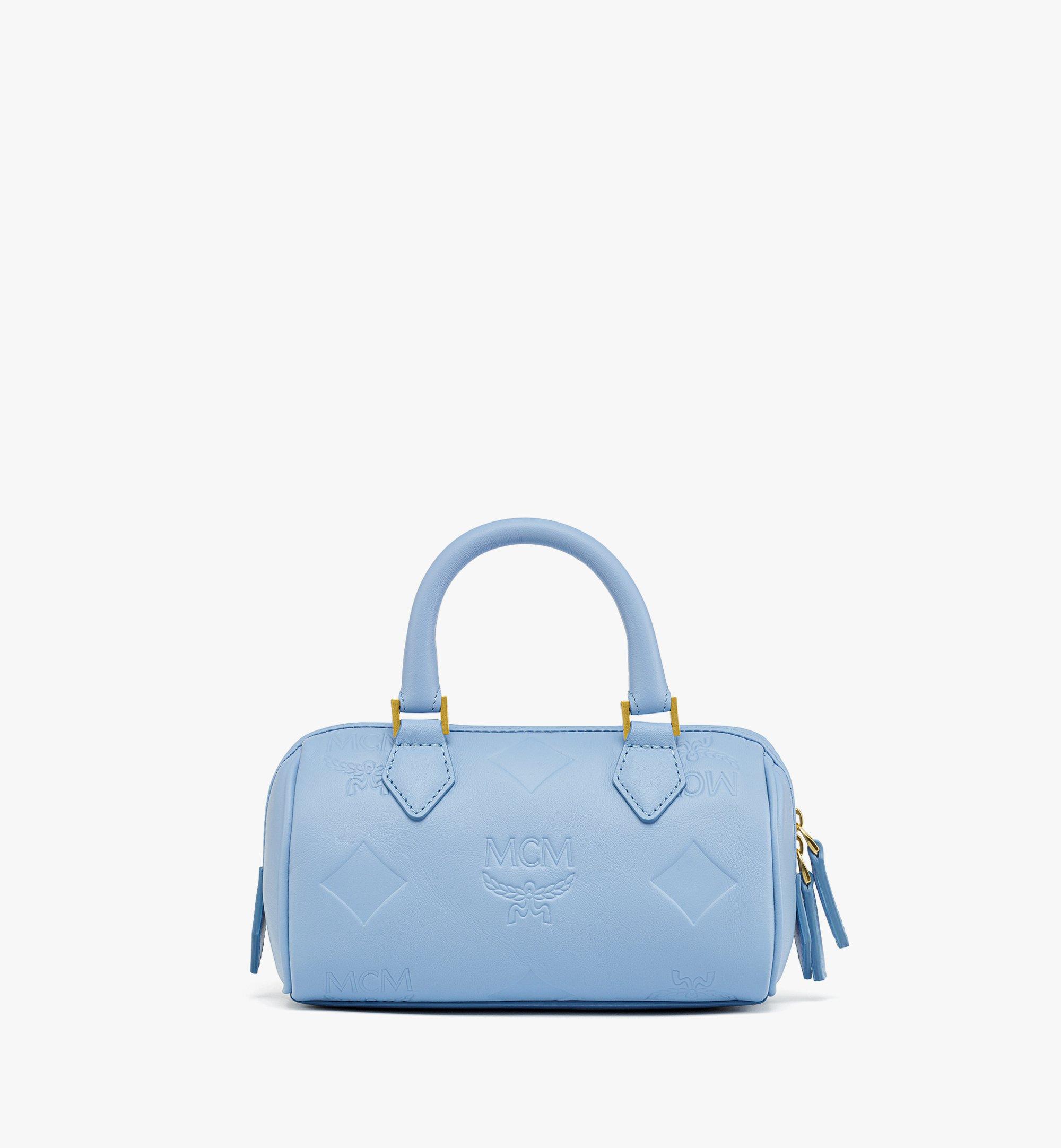 Small Ella Boston Bag in Maxi Monogram Leather Blue MCM JP