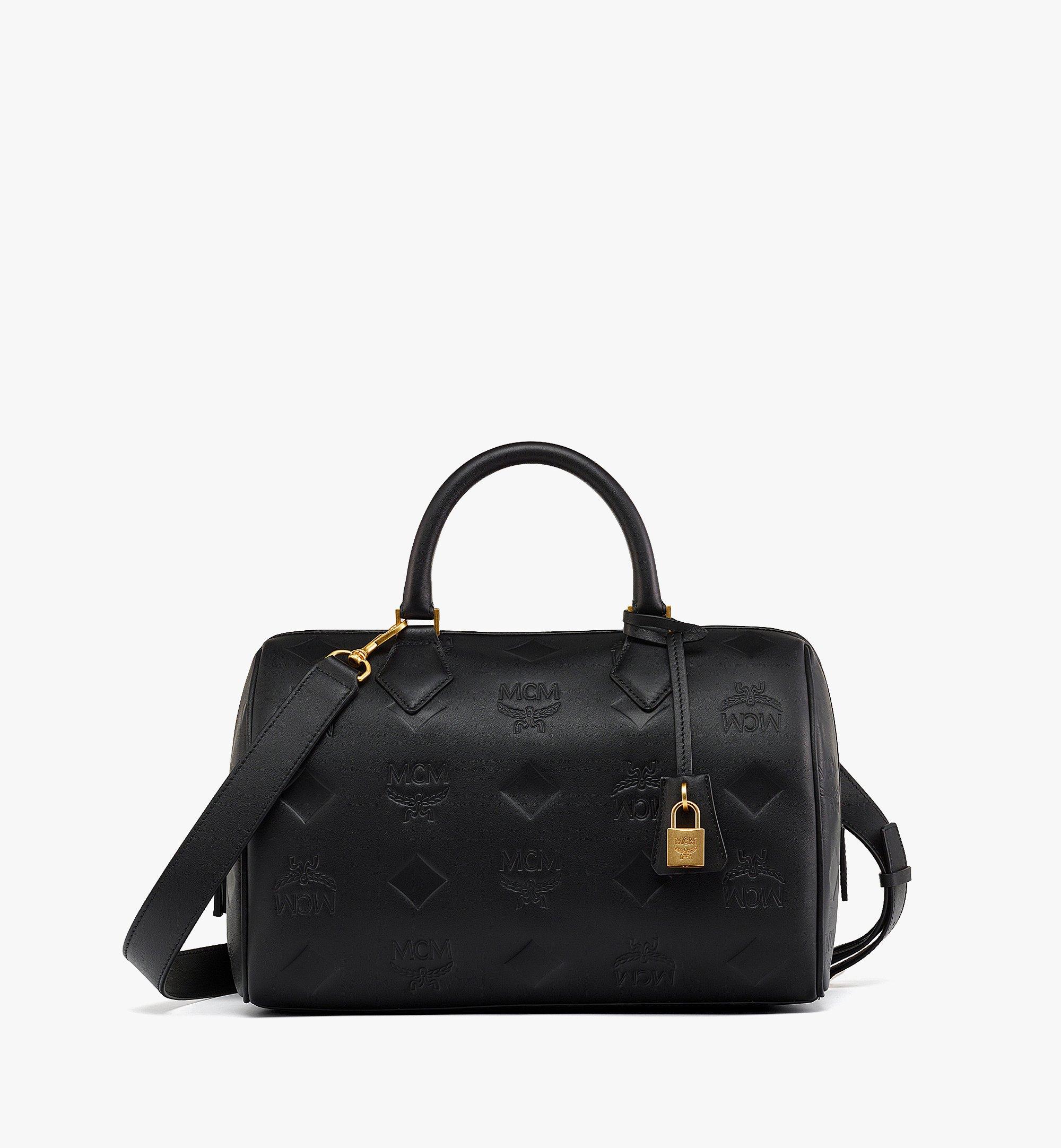 One Size Ella Boston Bag in Maxi Monogram Leather Black | MCM ®US