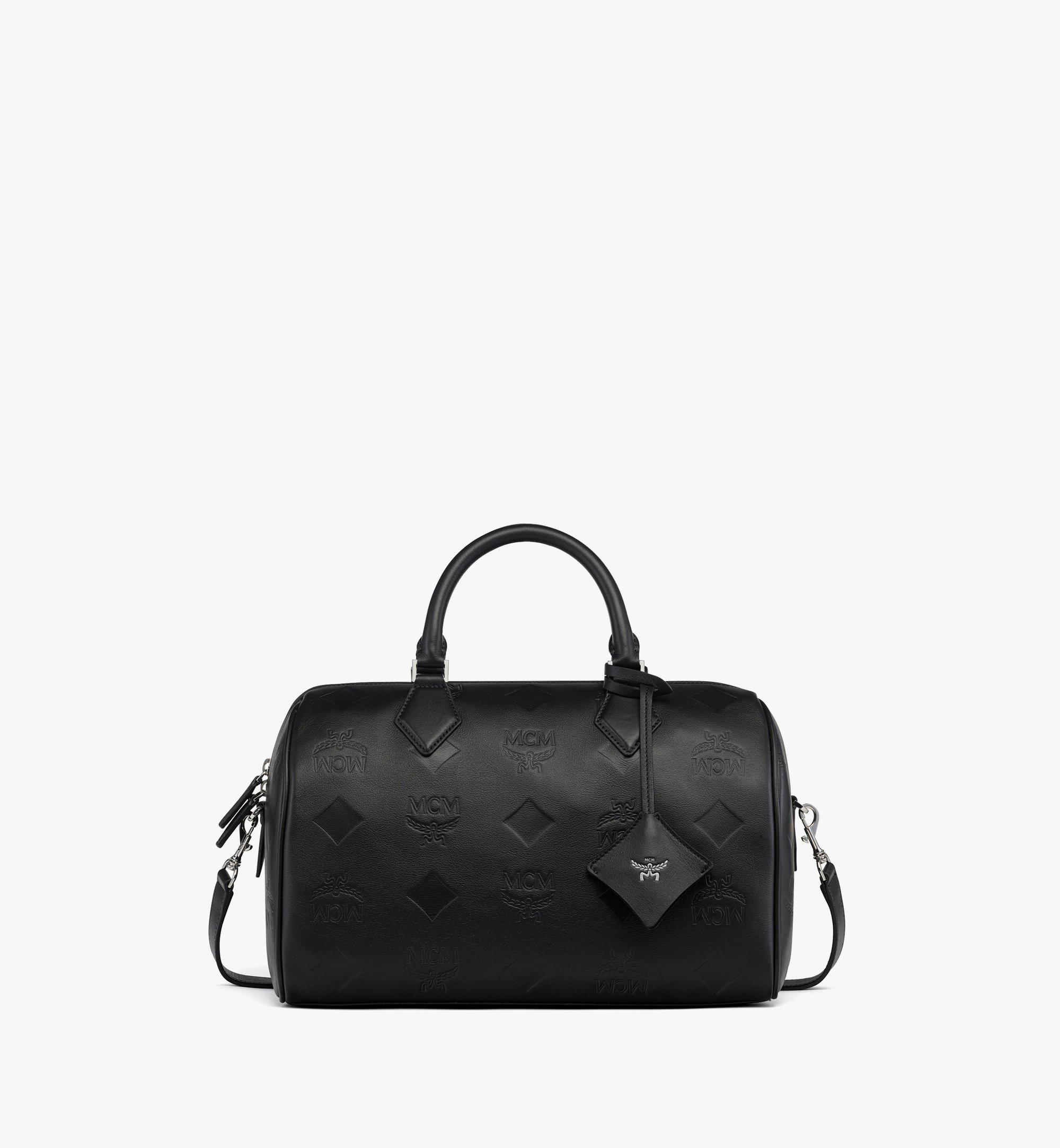 One Size Ella Boston Bag in Maxi Monogram Leather Black | MCM ®US