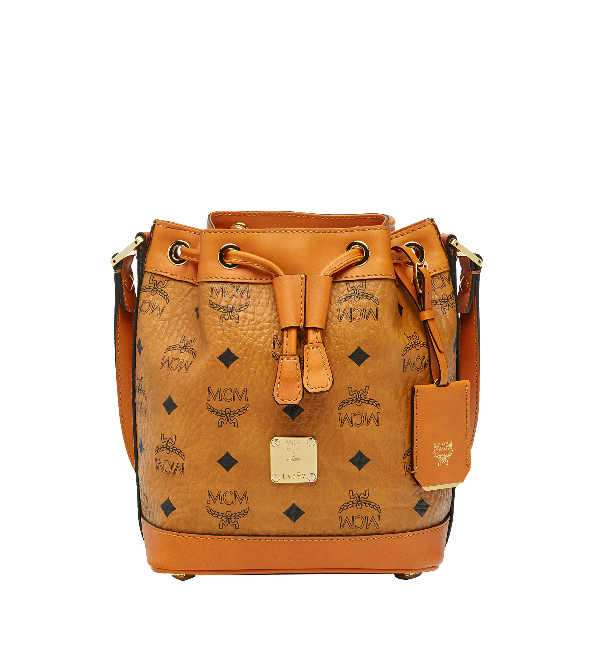 MCM Heritage Drawstring in Visetos Cognac MWD6AVI32CO001 Alternate View 1