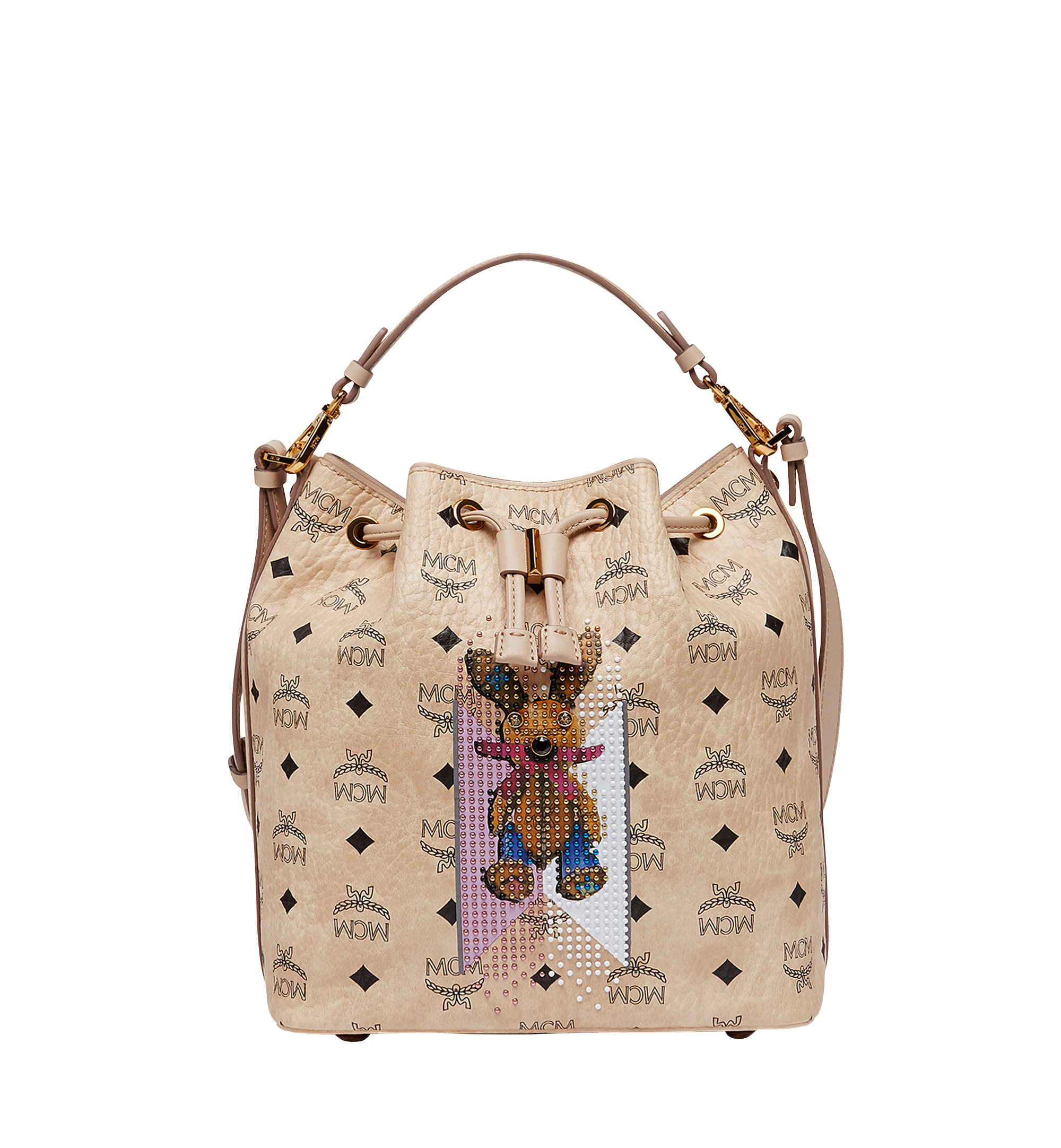 MCM Rabbit Drawstring in Visetos Beige MWD8SXL78IG001 Plus de photos 1