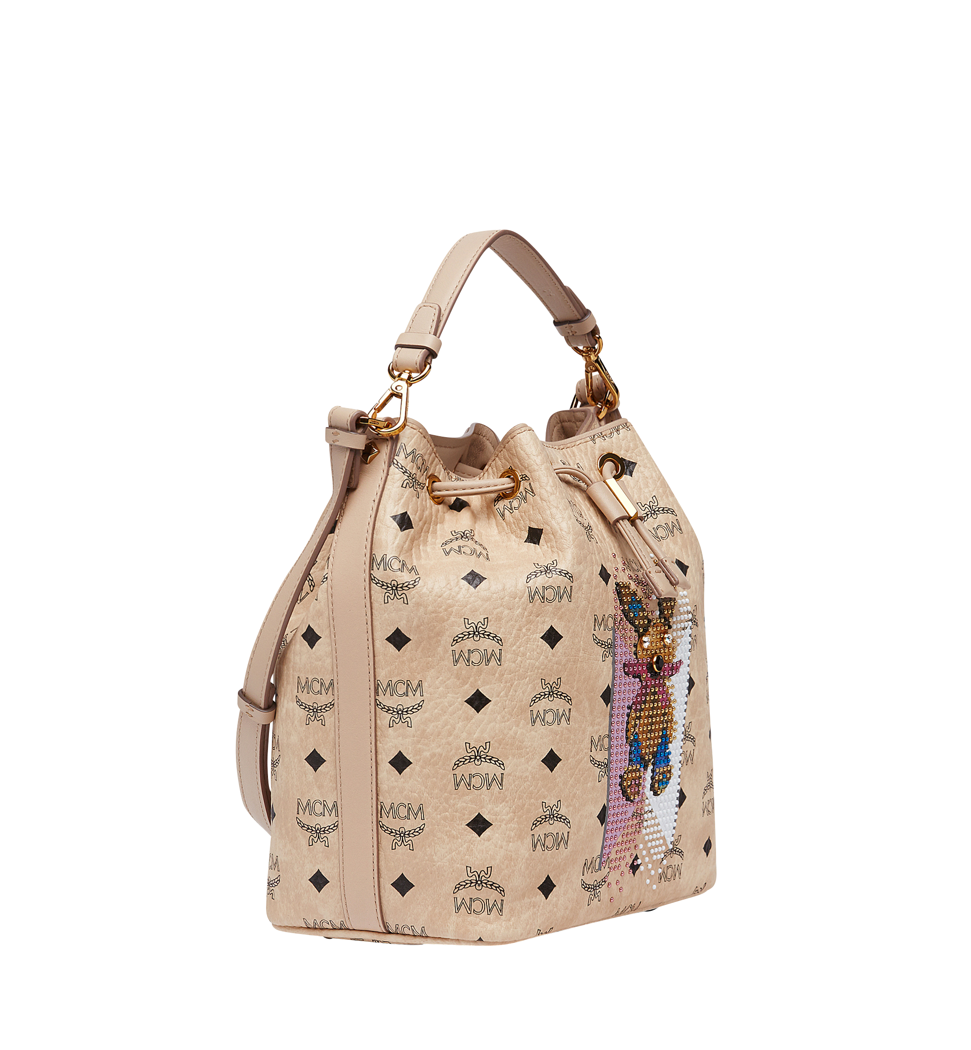 MCM Rabbit Drawstring in Visetos Beige MWD8SXL78IG001 Plus de photos 1