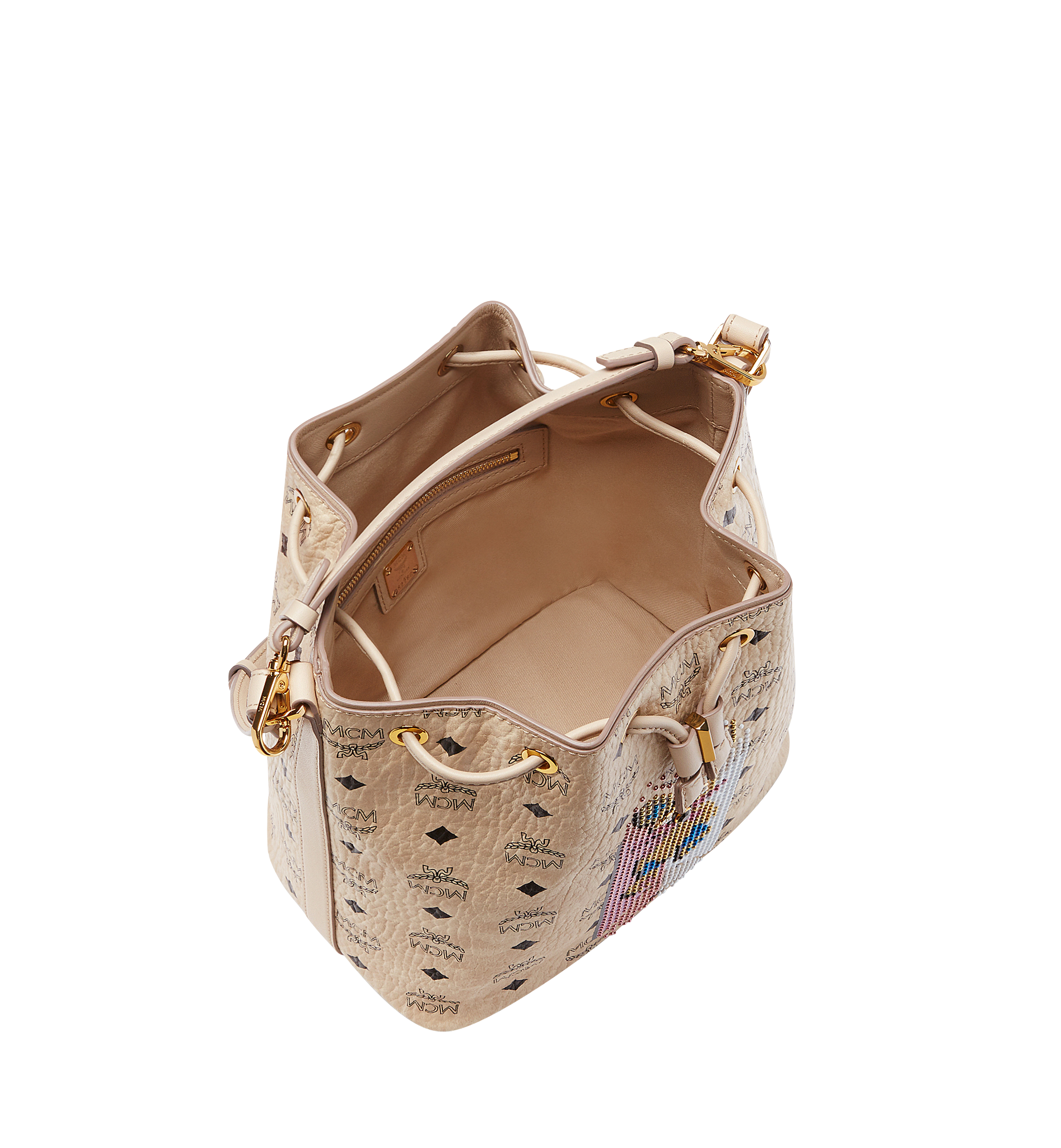 MCM Rabbit Drawstring in Visetos Beige MWD8SXL78IG001 Plus de photos 4
