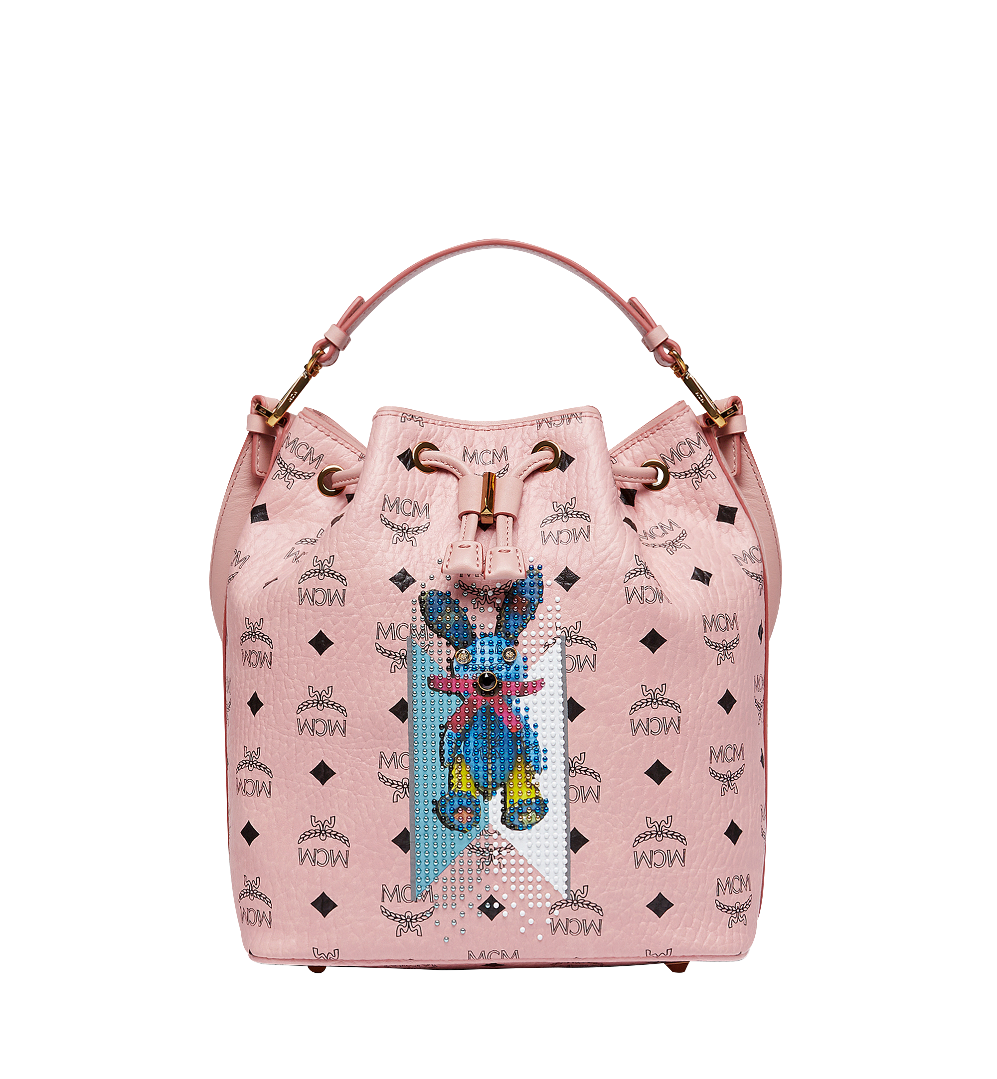 MCM Rabbit Drawstring in Visetos Pink MWD8SXL78PZ001 Plus de photos 1