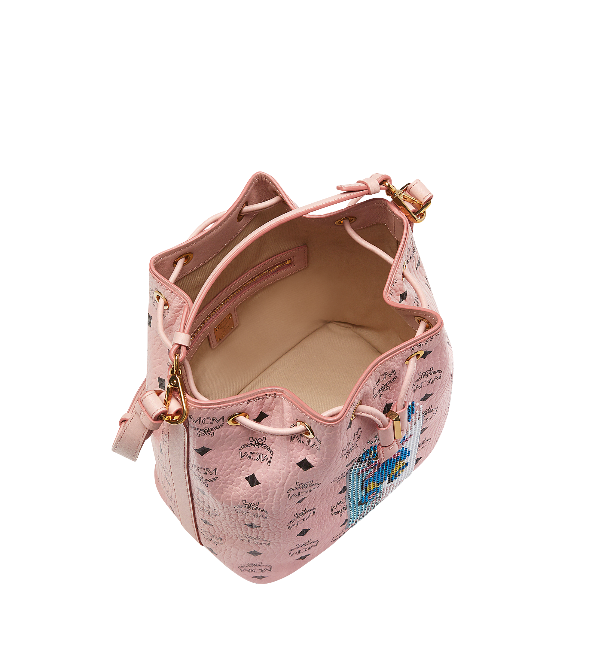 MCM Rabbit Drawstring in Visetos Pink MWD8SXL78PZ001 Plus de photos 4