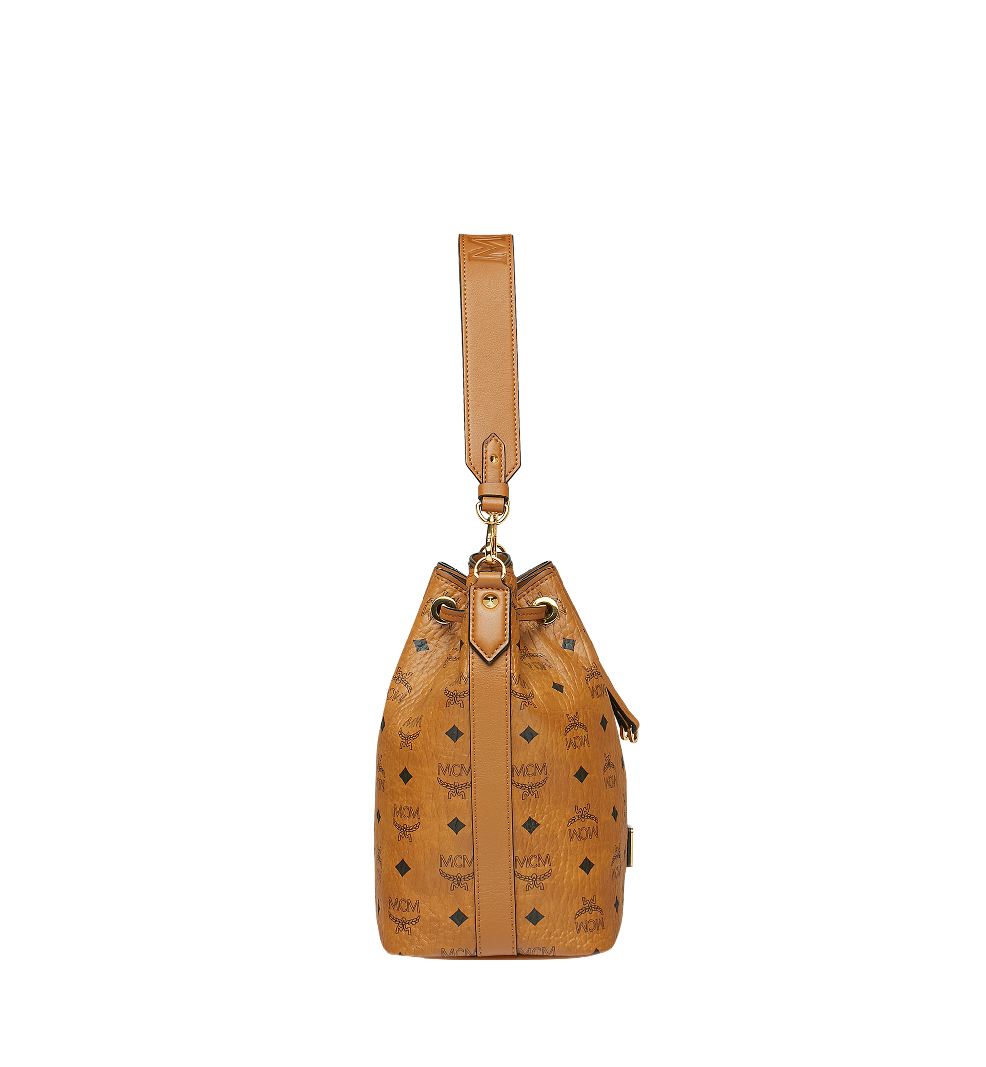 MCM Cognac Visetos Coated Canvas and Leather Heritage Drawstring