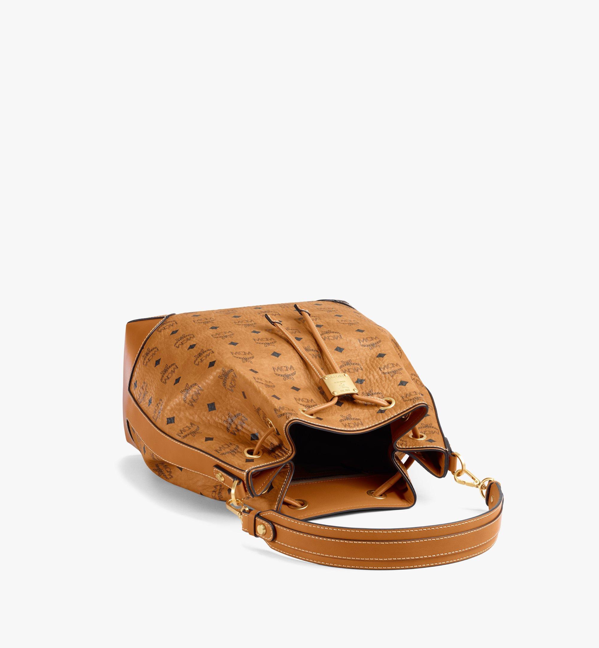 Mcm Dessau Drawstring Bag in Visetos Cognac Visetos