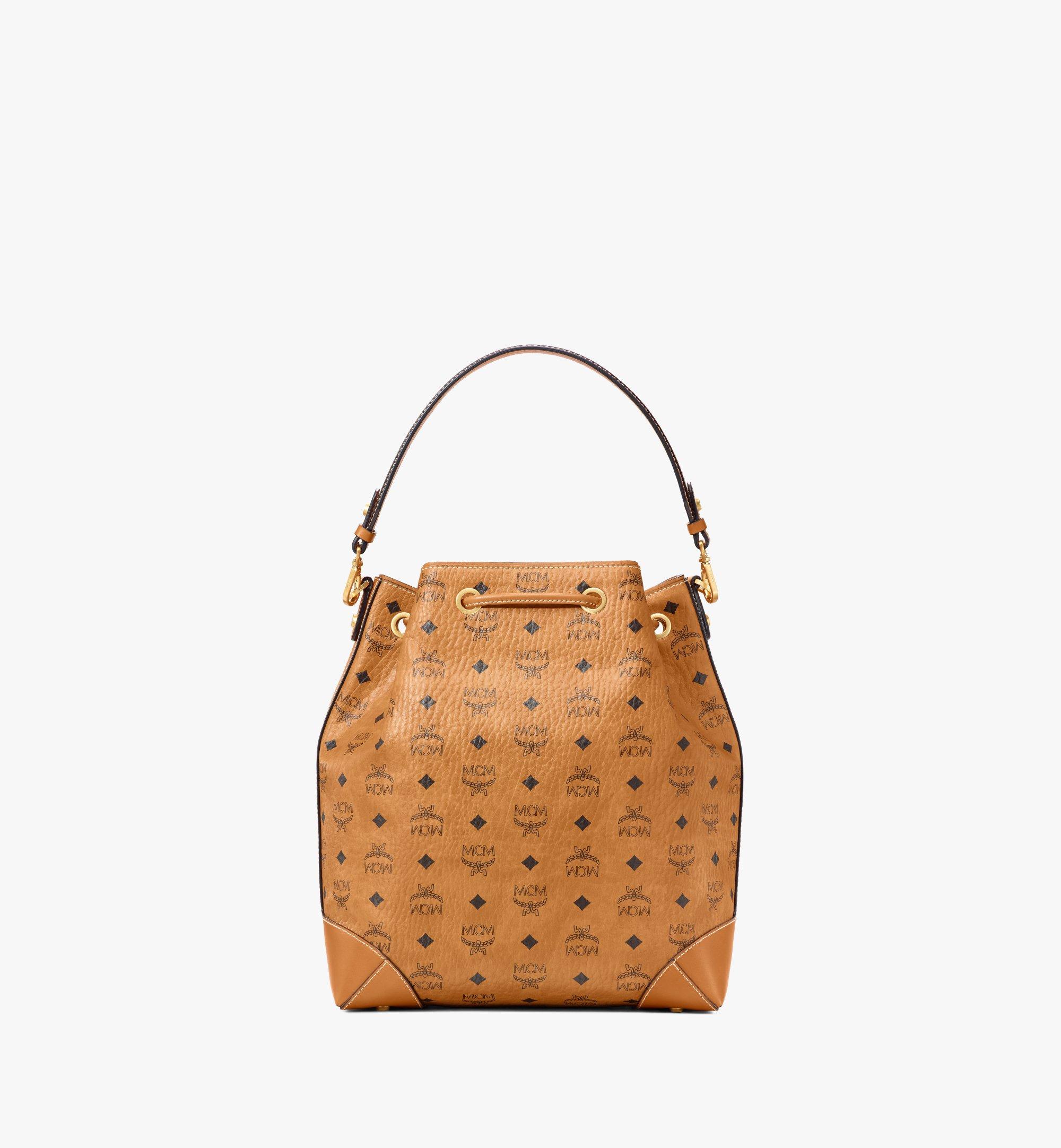 MCM Klassik Visetos Small Sling Bag - Cognac