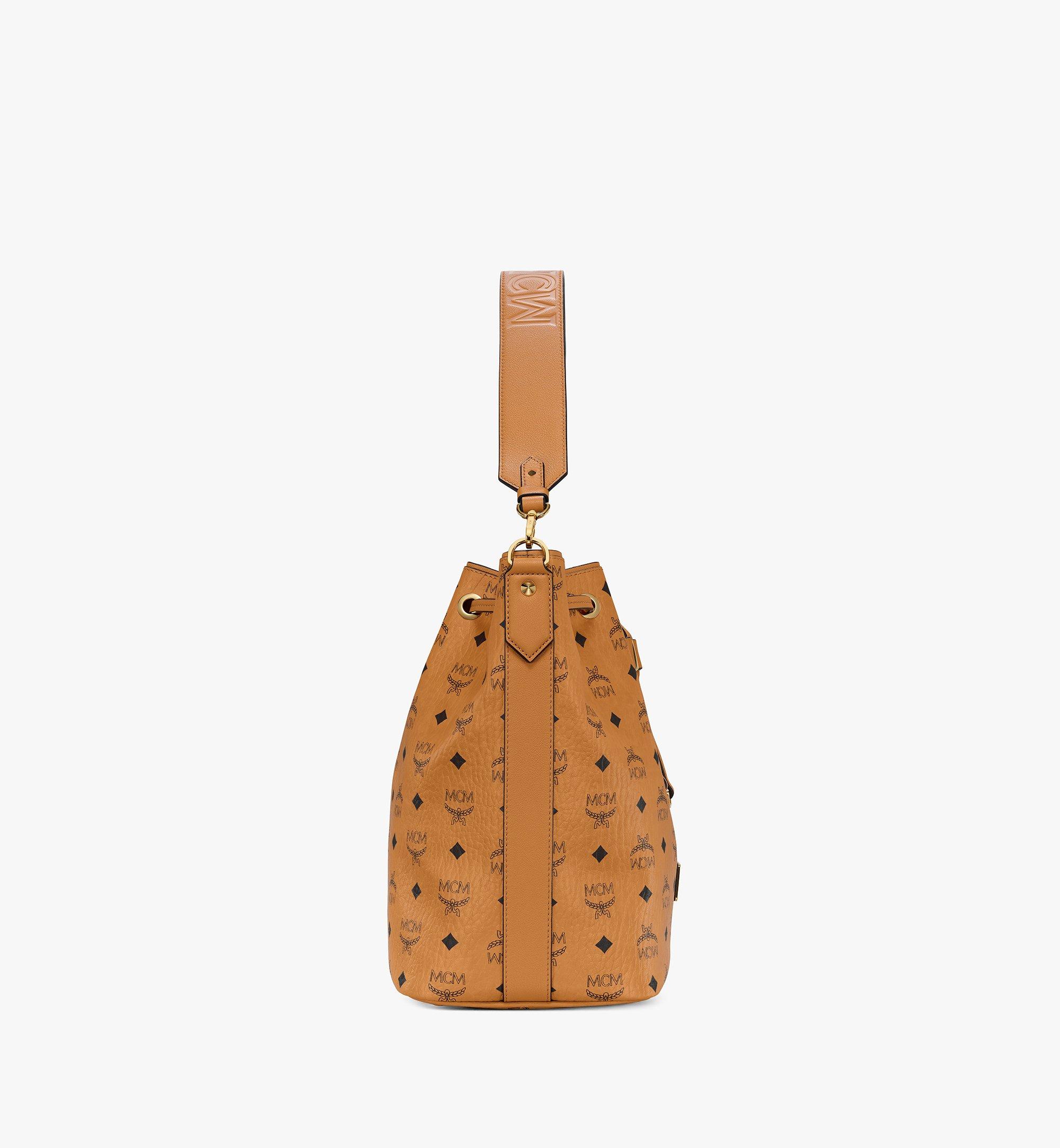 Mcm essential visetos original drawstring medium cognac new arrivals