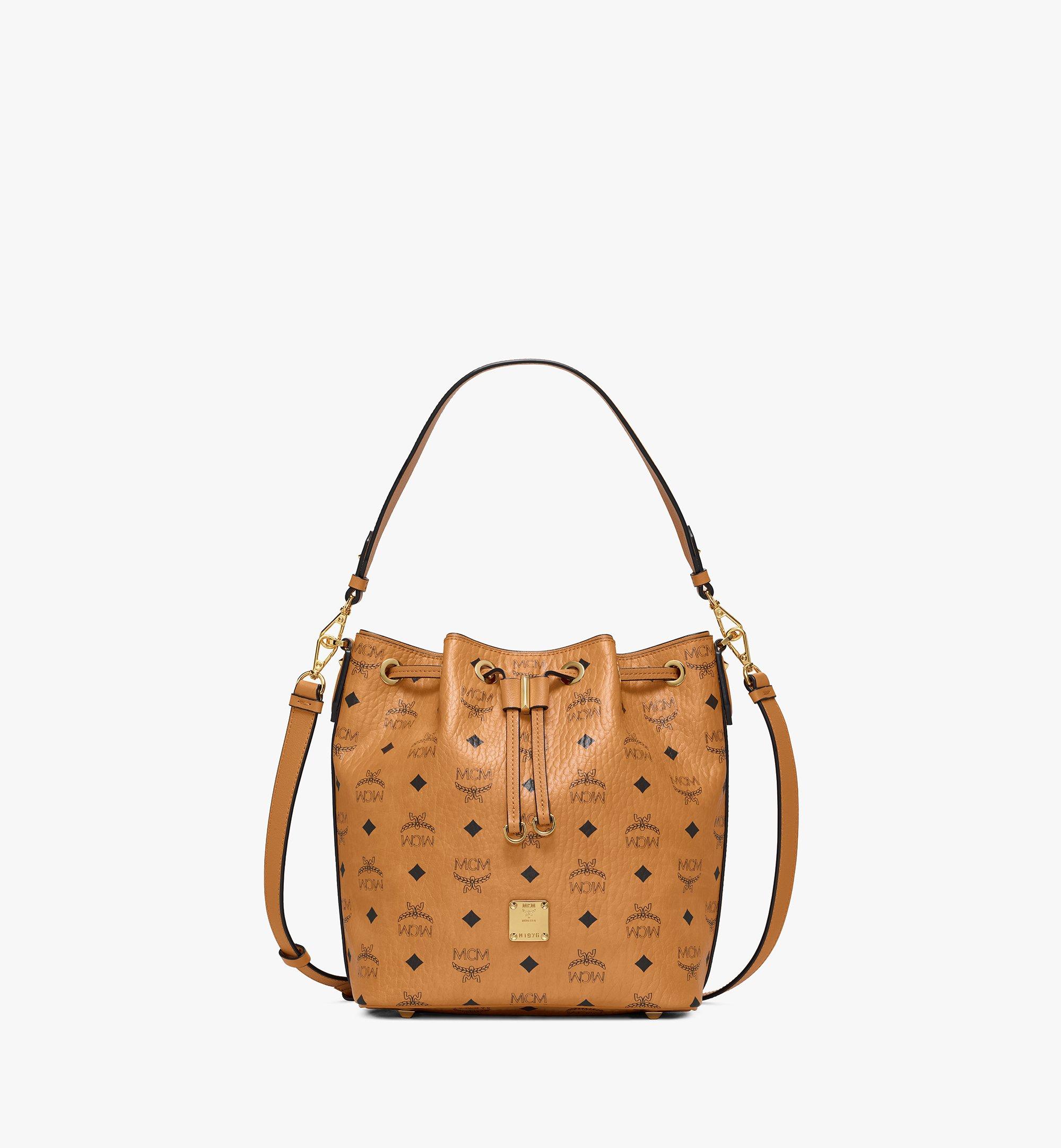 Mcm essential visetos original drawstring small cognac sale